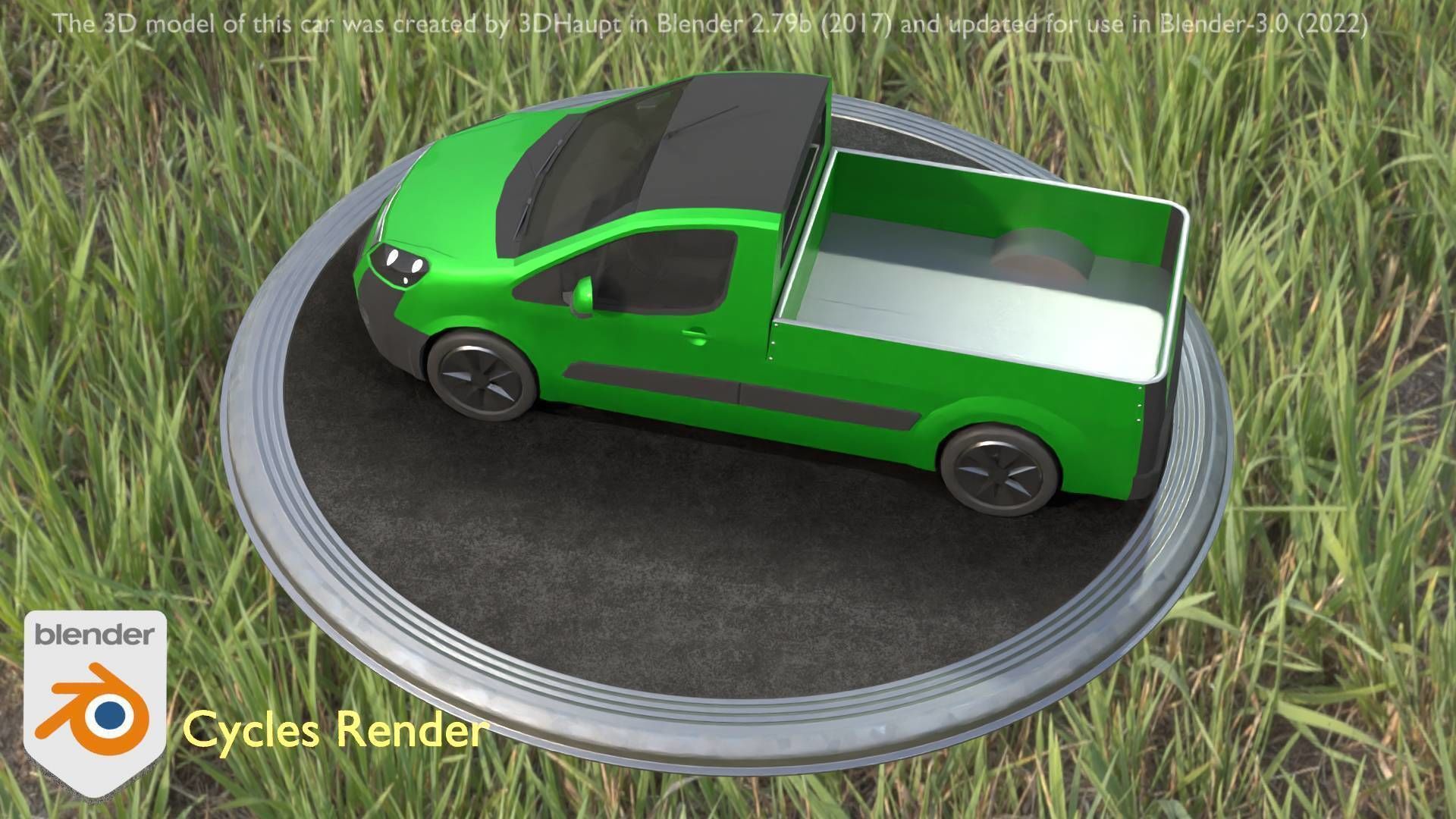 City Car 52 Utility Vehicles Van Pickup 1500 Type-D Green Low-poly 3D model_49