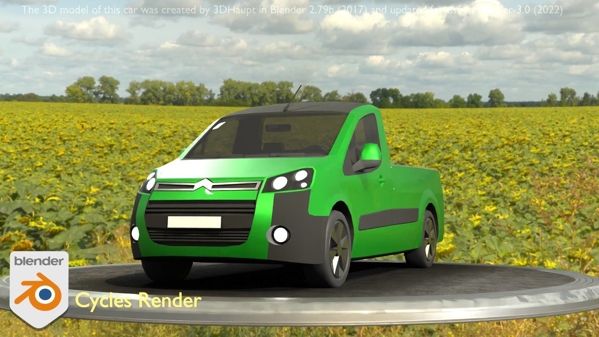 City Car 52 Utility Vehicles Van Pickup 1500 Type-D Green Low-poly 3D model_14