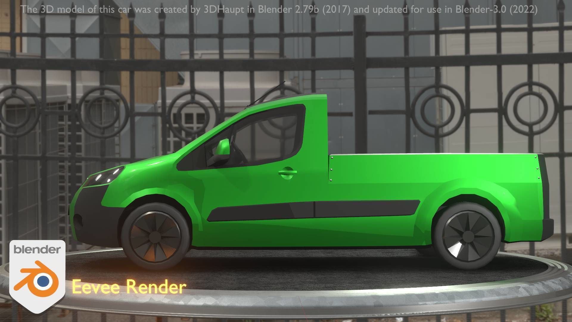 City Car 52 Utility Vehicles Van Pickup 1500 Type-D Green Low-poly 3D model_34
