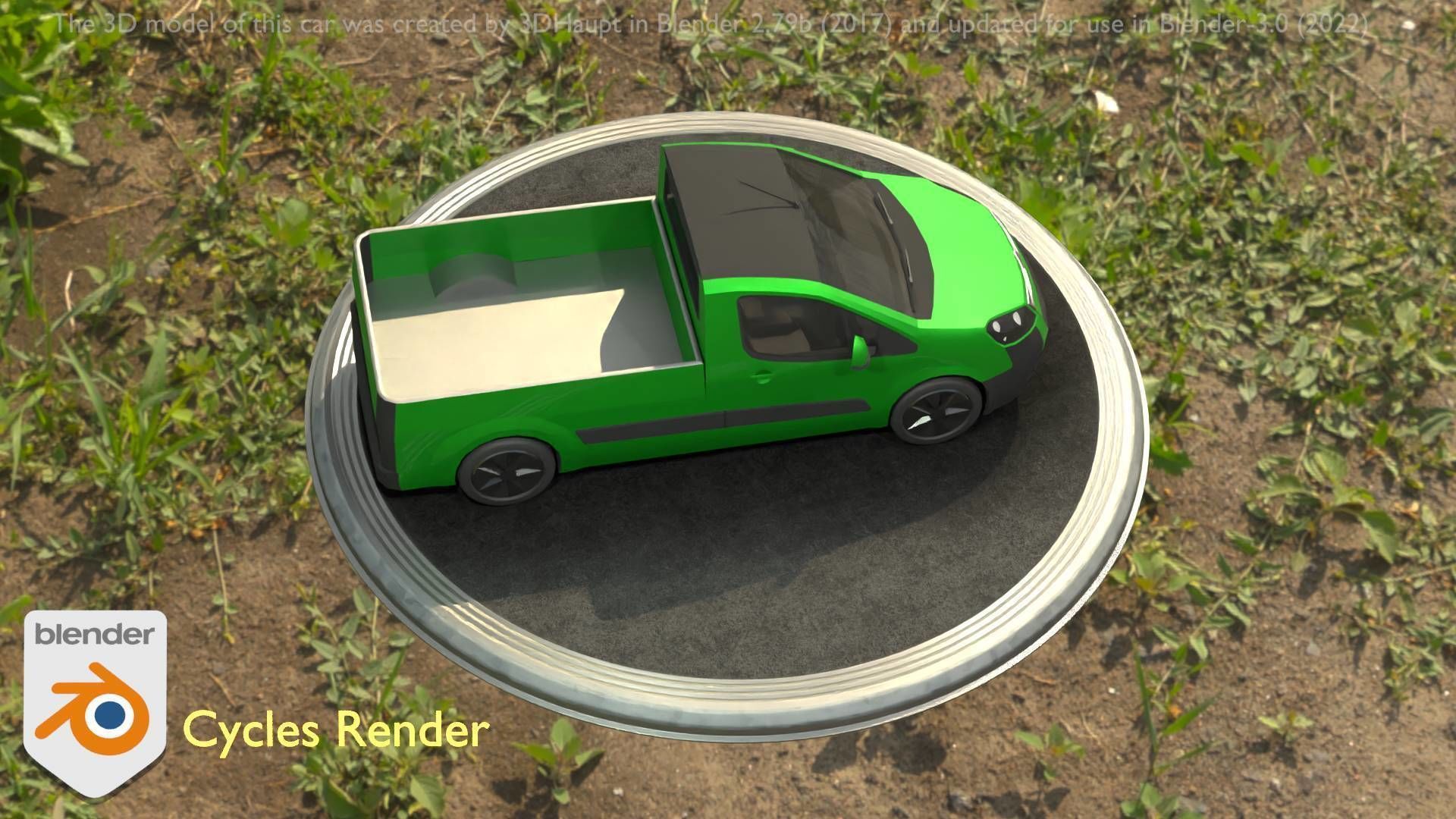 City Car 52 Utility Vehicles Van Pickup 1500 Type-D Green Low-poly 3D model_93