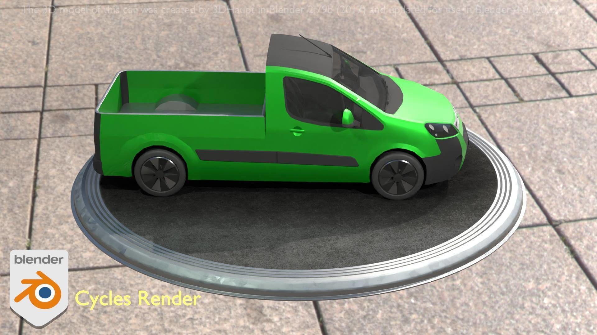 City Car 52 Utility Vehicles Van Pickup 1500 Type-D Green Low-poly 3D model_59