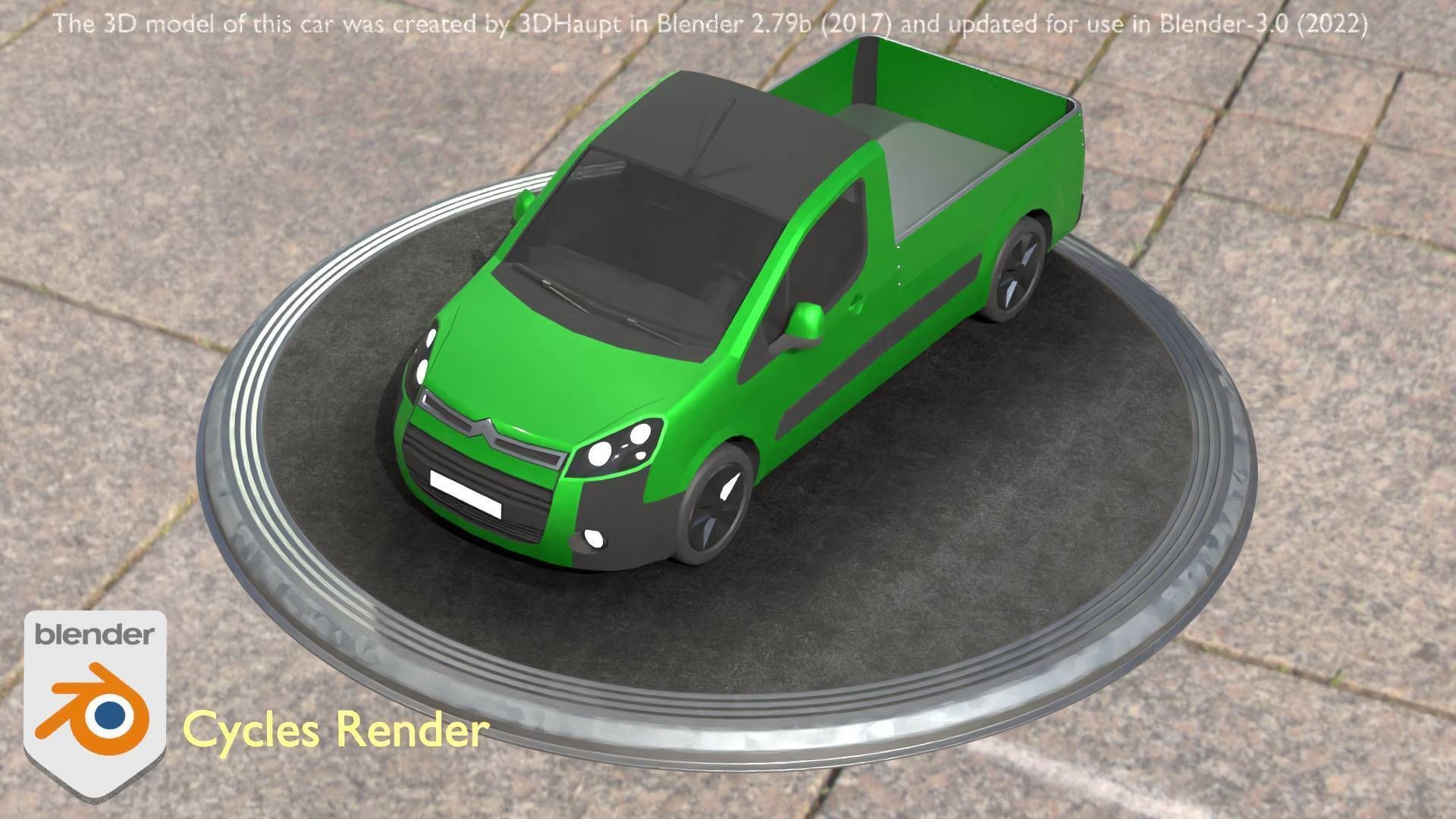 City Car 52 Utility Vehicles Van Pickup 1500 Type-D Green Low-poly 3D model_84