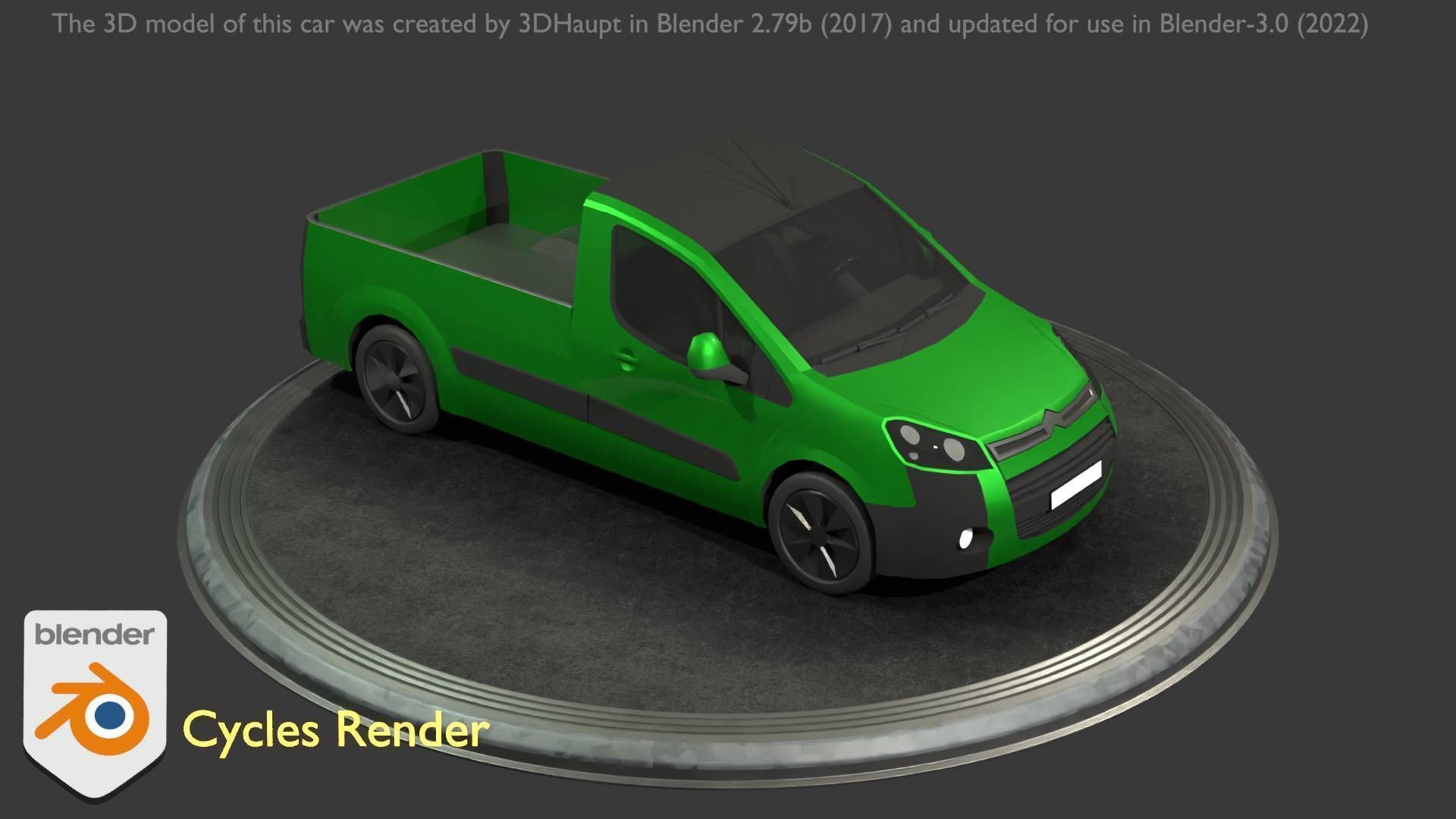City Car 52 Utility Vehicles Van Pickup 1500 Type-D Green Low-poly 3D model_13