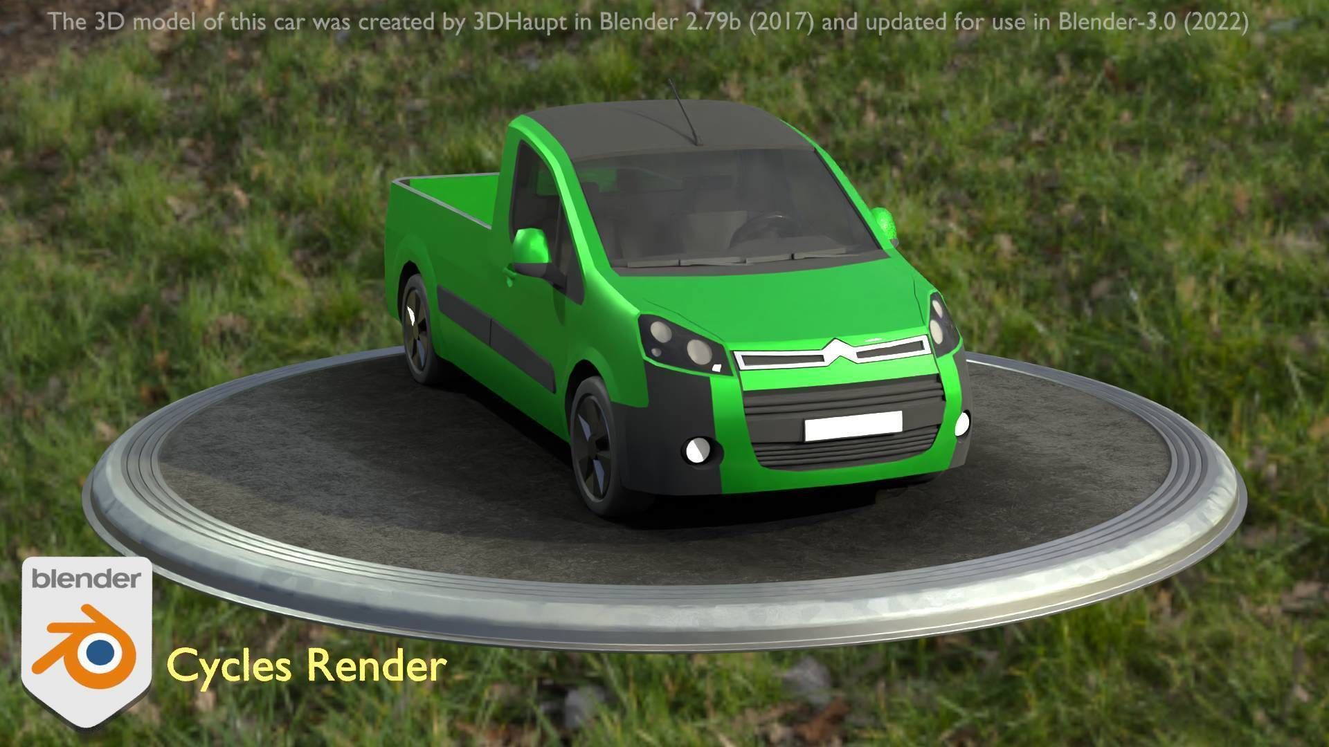 City Car 52 Utility Vehicles Van Pickup 1500 Type-D Green Low-poly 3D model_30
