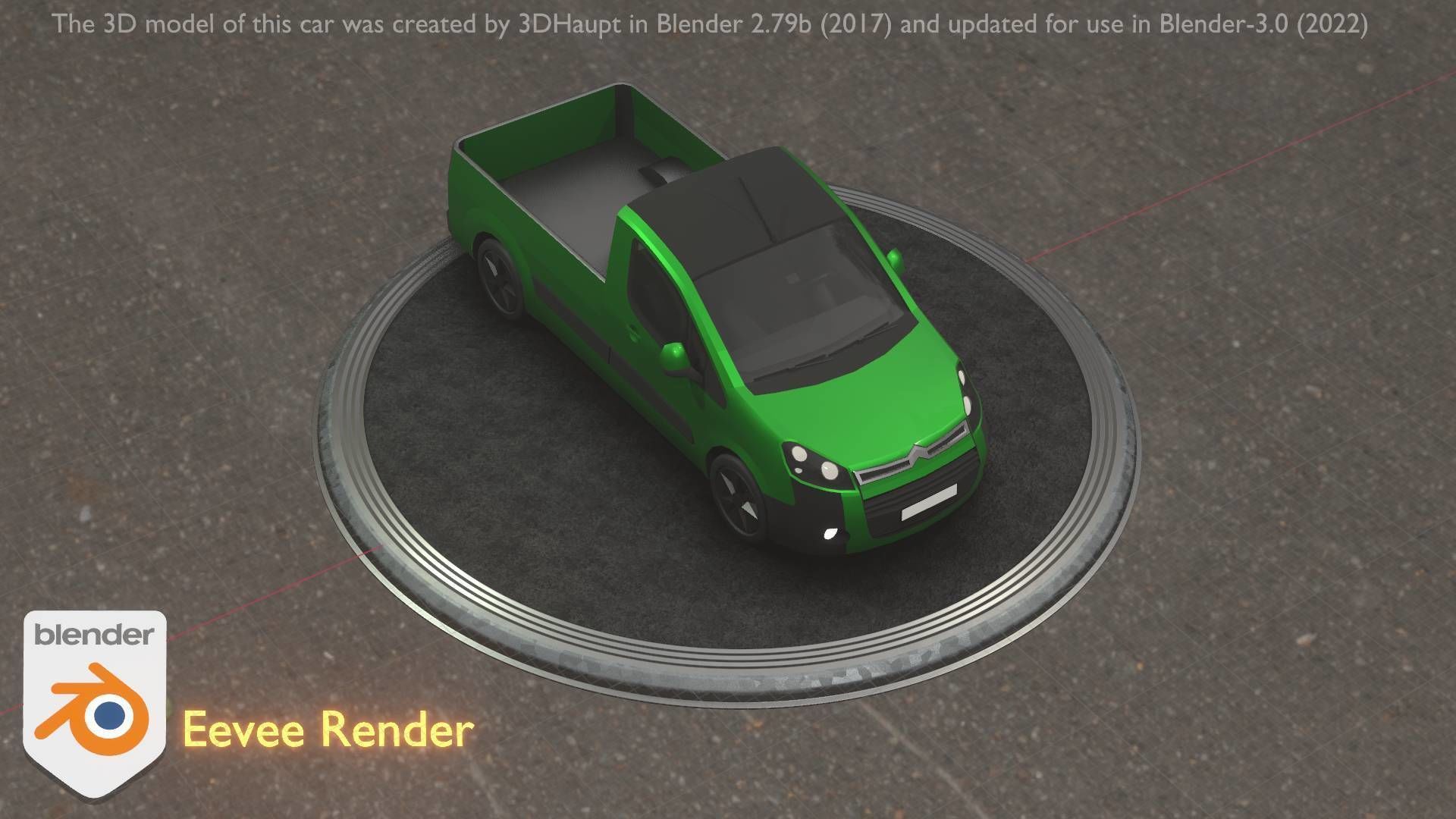 City Car 52 Utility Vehicles Van Pickup 1500 Type-D Green Low-poly 3D model_92