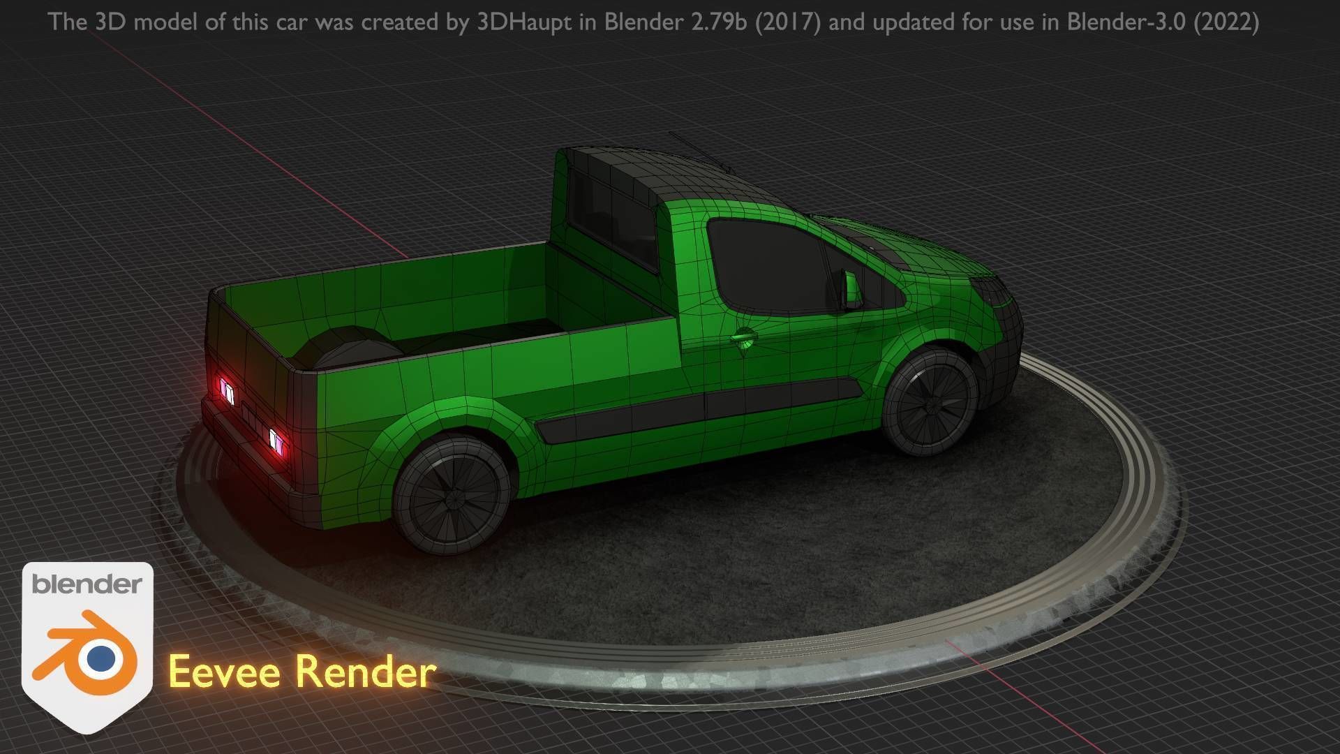 City Car 52 Utility Vehicles Van Pickup 1500 Type-D Green Low-poly 3D model_76