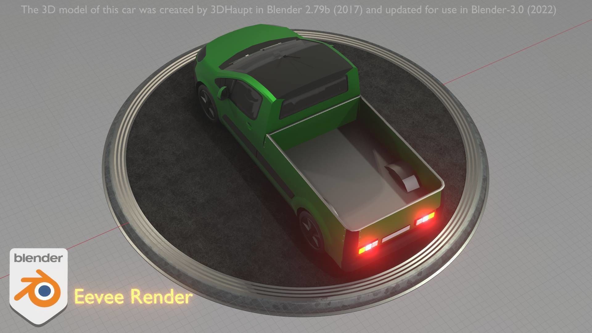 City Car 52 Utility Vehicles Van Pickup 1500 Type-D Green Low-poly 3D model_87