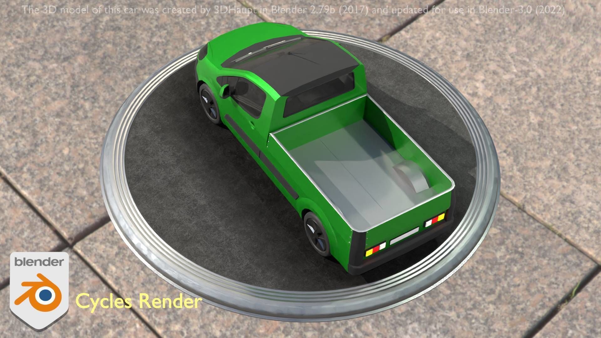 City Car 52 Utility Vehicles Van Pickup 1500 Type-D Green Low-poly 3D model_42