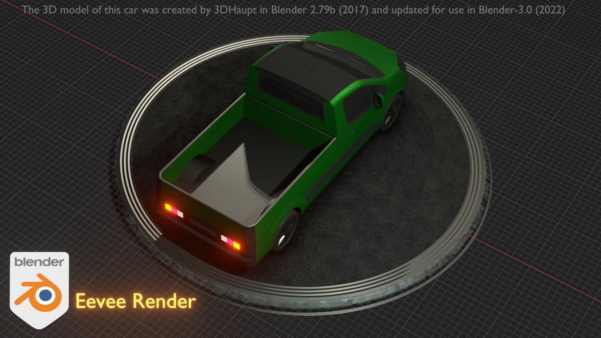 City Car 52 Utility Vehicles Van Pickup 1500 Type-D Green Low-poly 3D model_45