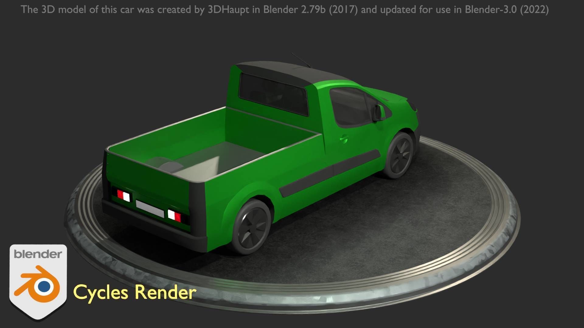 City Car 52 Utility Vehicles Van Pickup 1500 Type-D Green Low-poly 3D model_74