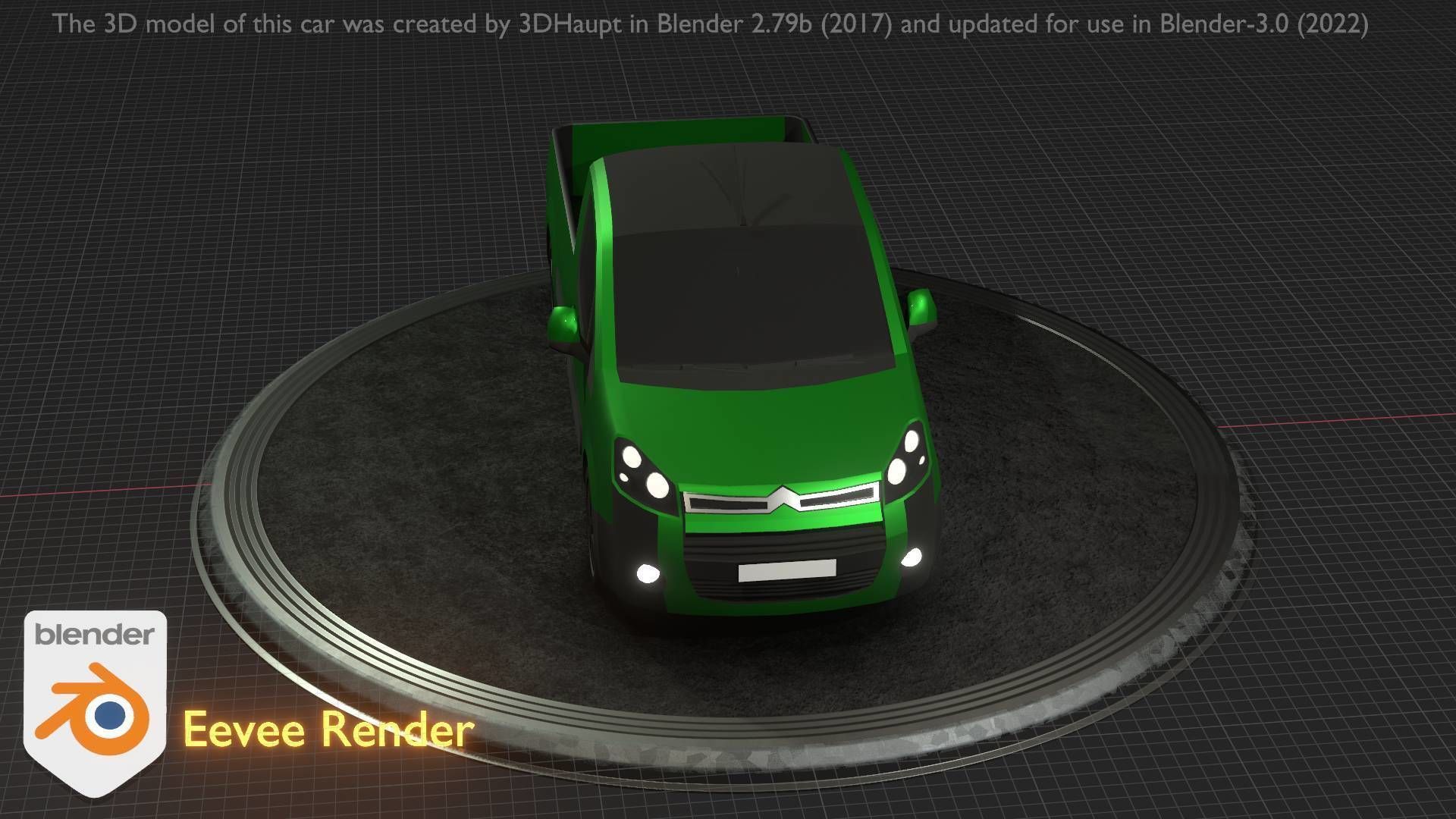 City Car 52 Utility Vehicles Van Pickup 1500 Type-D Green Low-poly 3D model_24