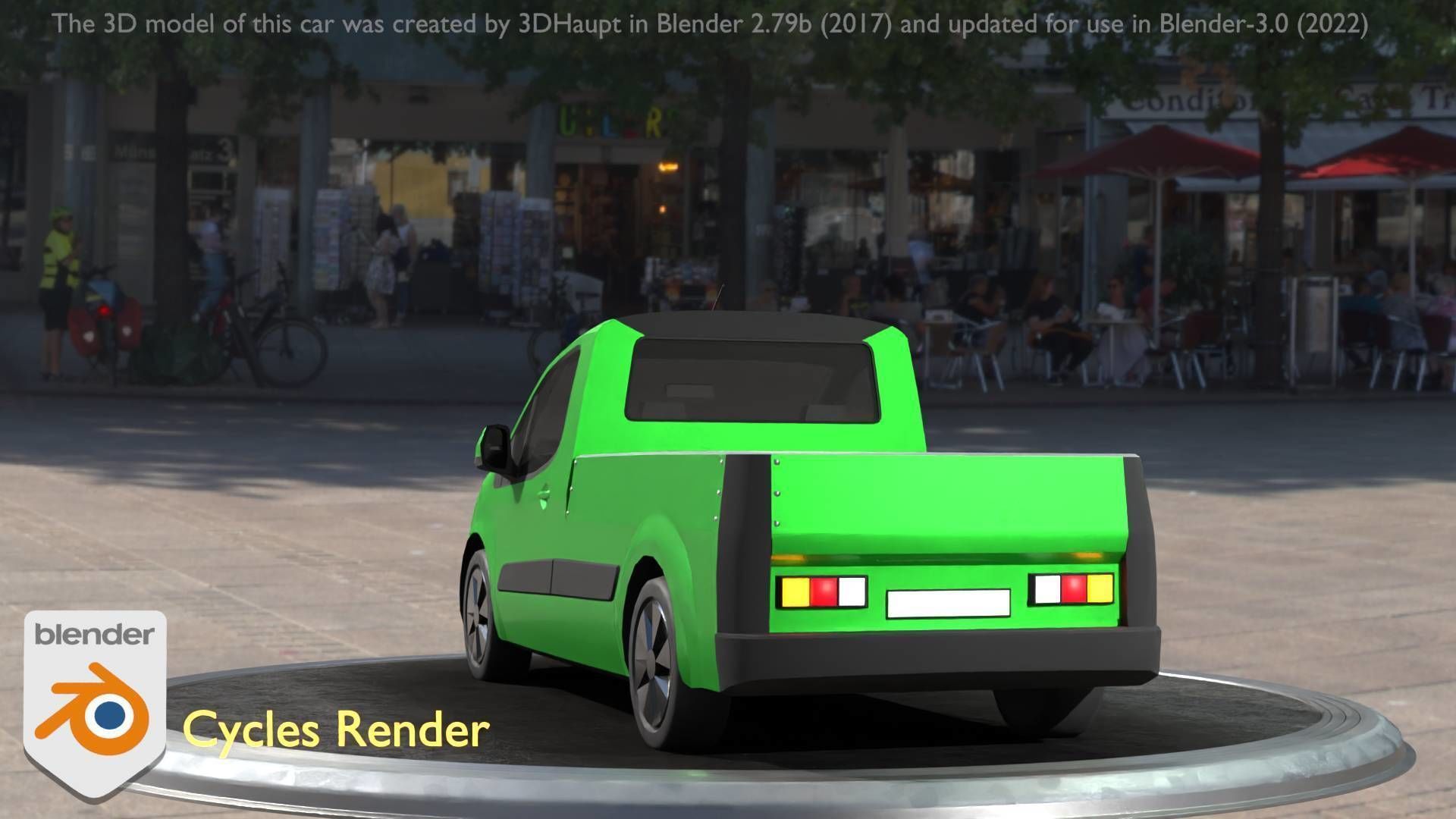 City Car 52 Utility Vehicles Van Pickup 1500 Type-D Green Low-poly 3D model_96