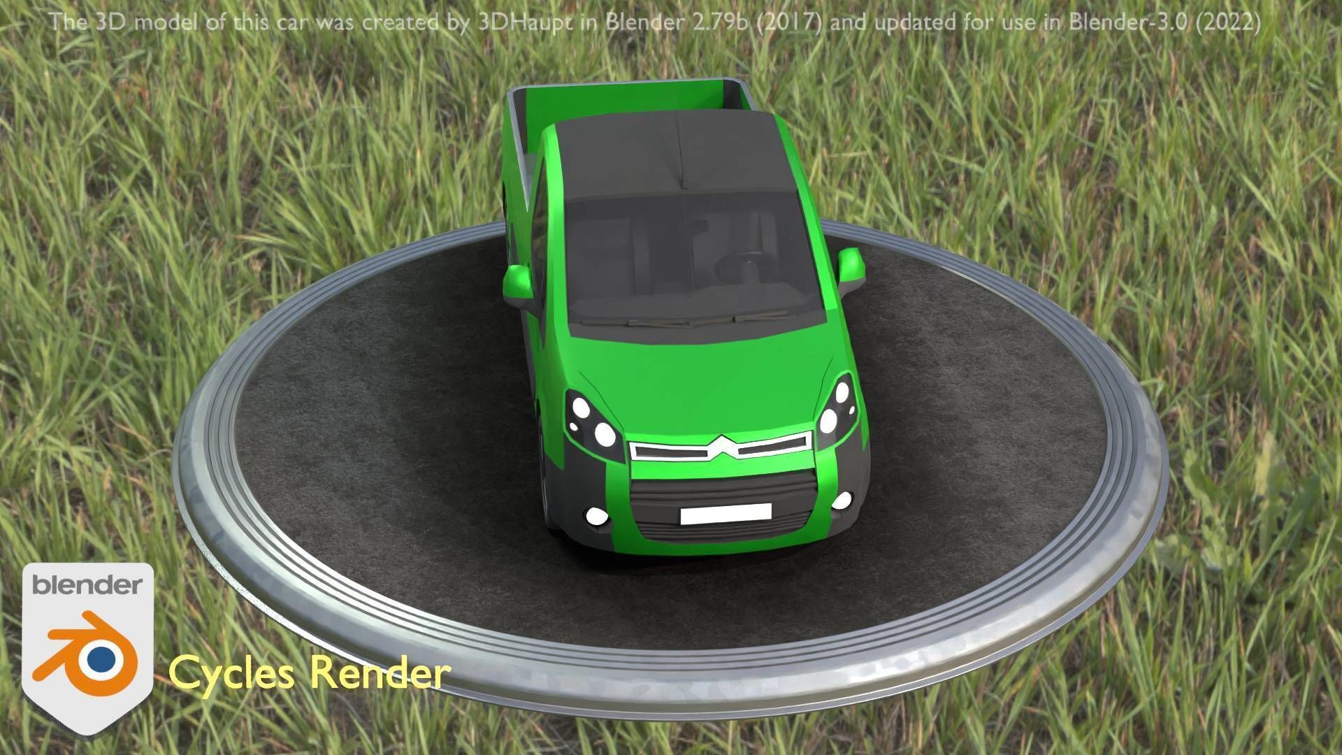 City Car 52 Utility Vehicles Van Pickup 1500 Type-D Green Low-poly 3D model_79