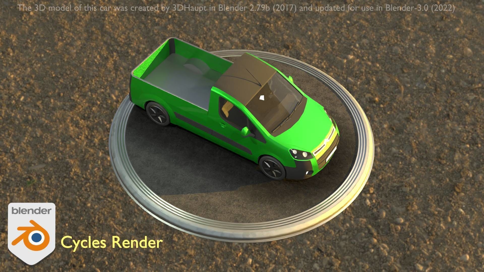 City Car 52 Utility Vehicles Van Pickup 1500 Type-D Green Low-poly 3D model_90