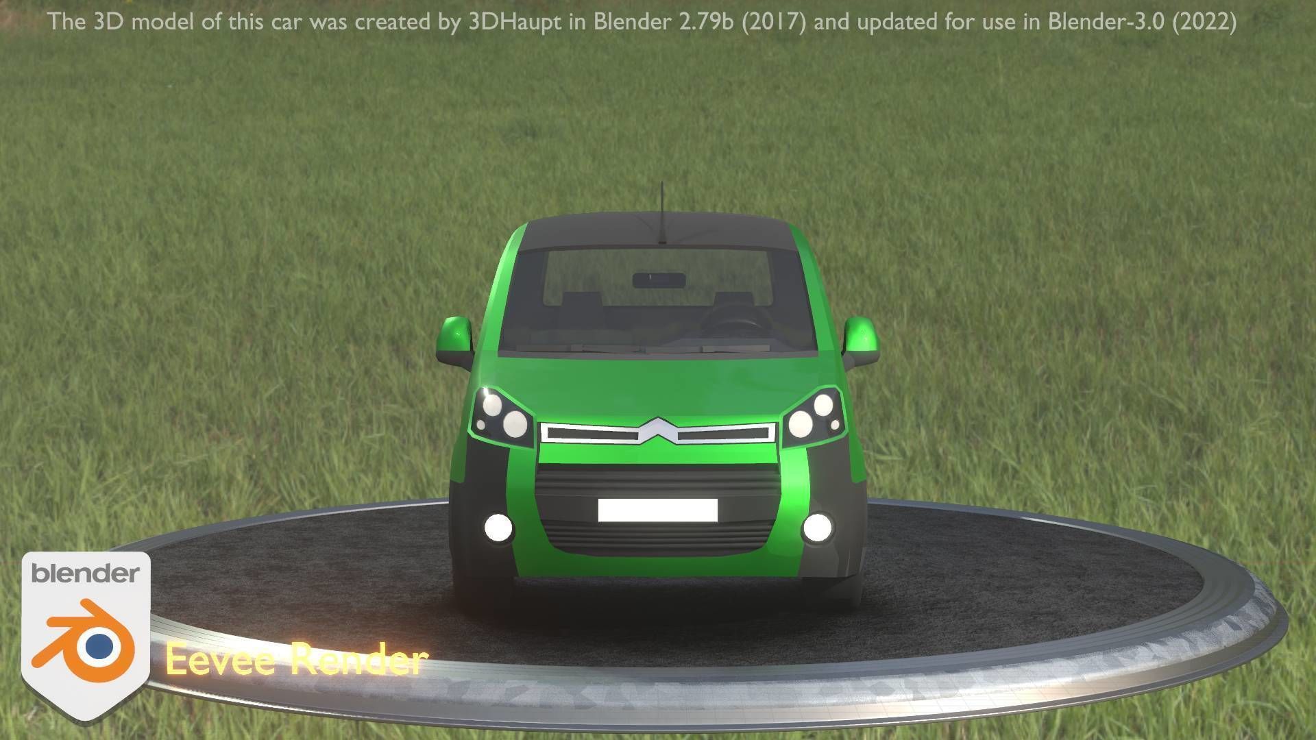 City Car 52 Utility Vehicles Van Pickup 1500 Type-D Green Low-poly 3D model_28