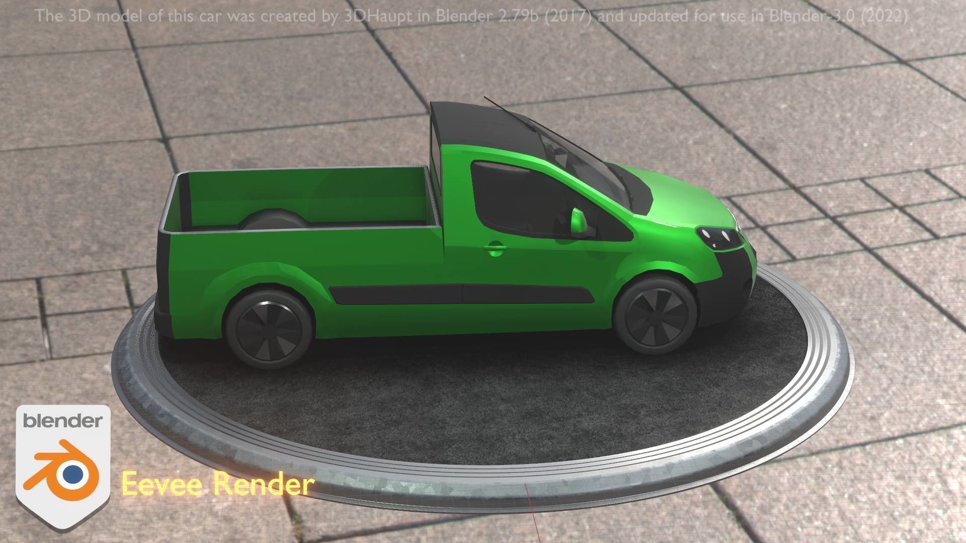 City Car 52 Utility Vehicles Van Pickup 1500 Type-D Green Low-poly 3D model_43