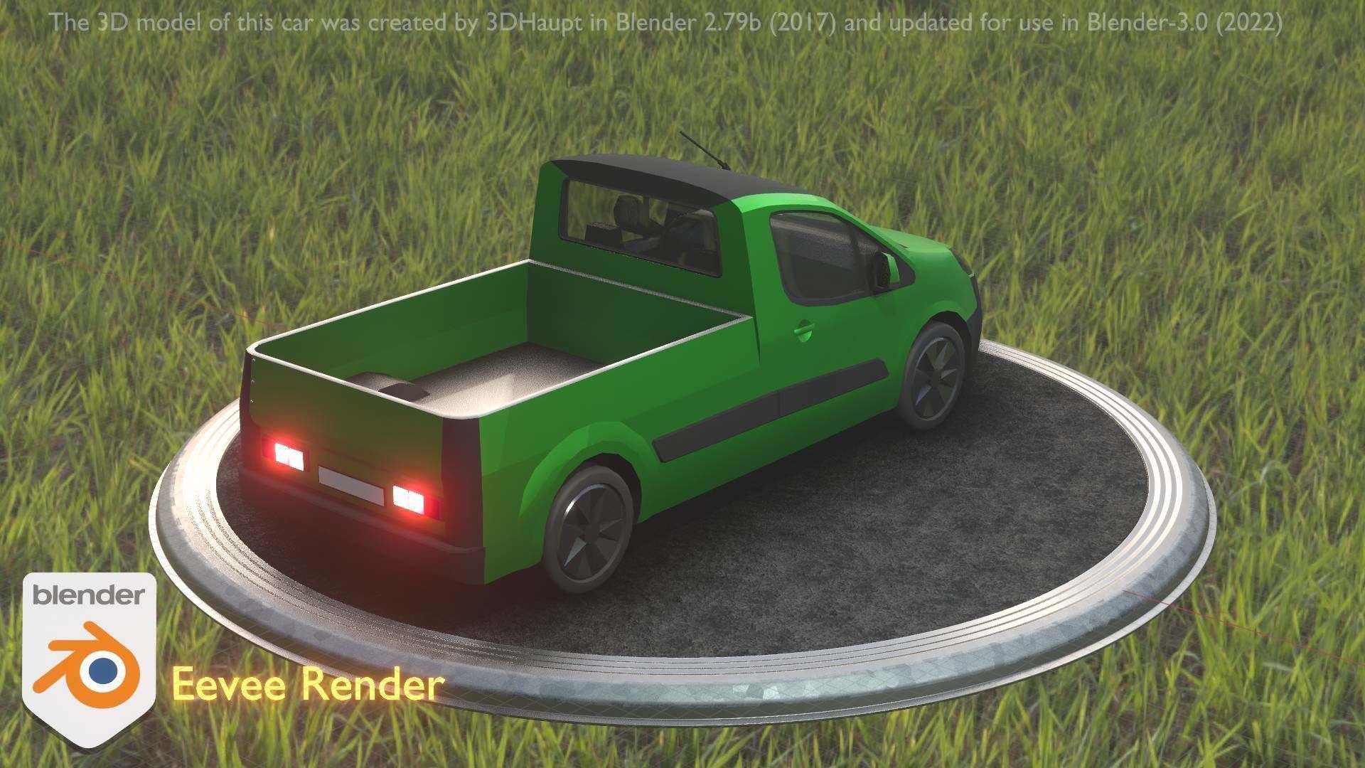 City Car 52 Utility Vehicles Van Pickup 1500 Type-D Green Low-poly 3D model_22