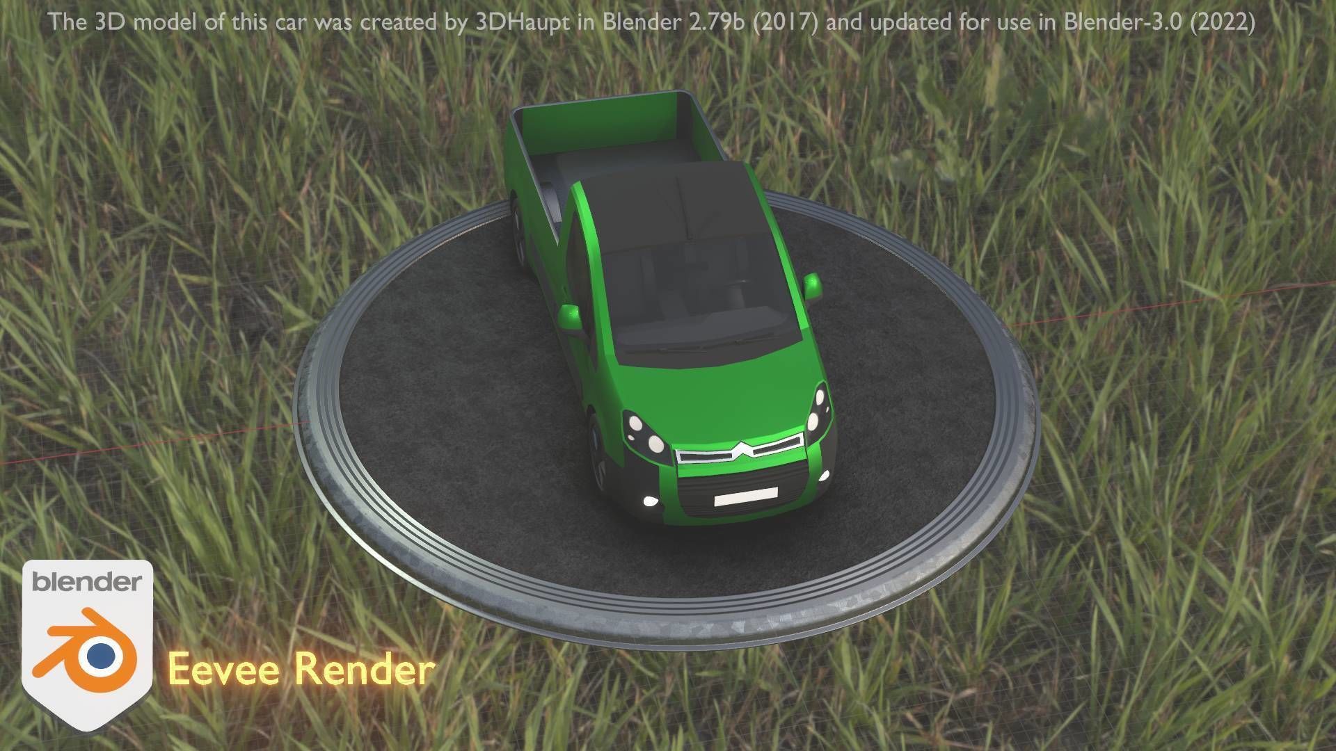 City Car 52 Utility Vehicles Van Pickup 1500 Type-D Green Low-poly 3D model_37