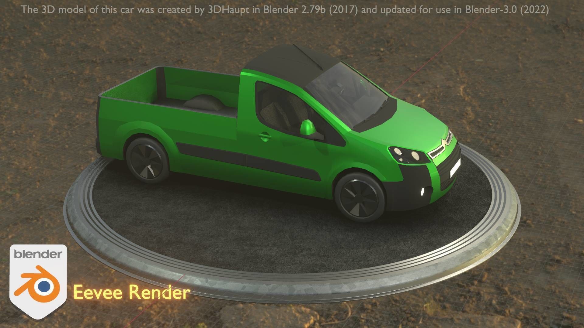 City Car 52 Utility Vehicles Van Pickup 1500 Type-D Green Low-poly 3D model_62