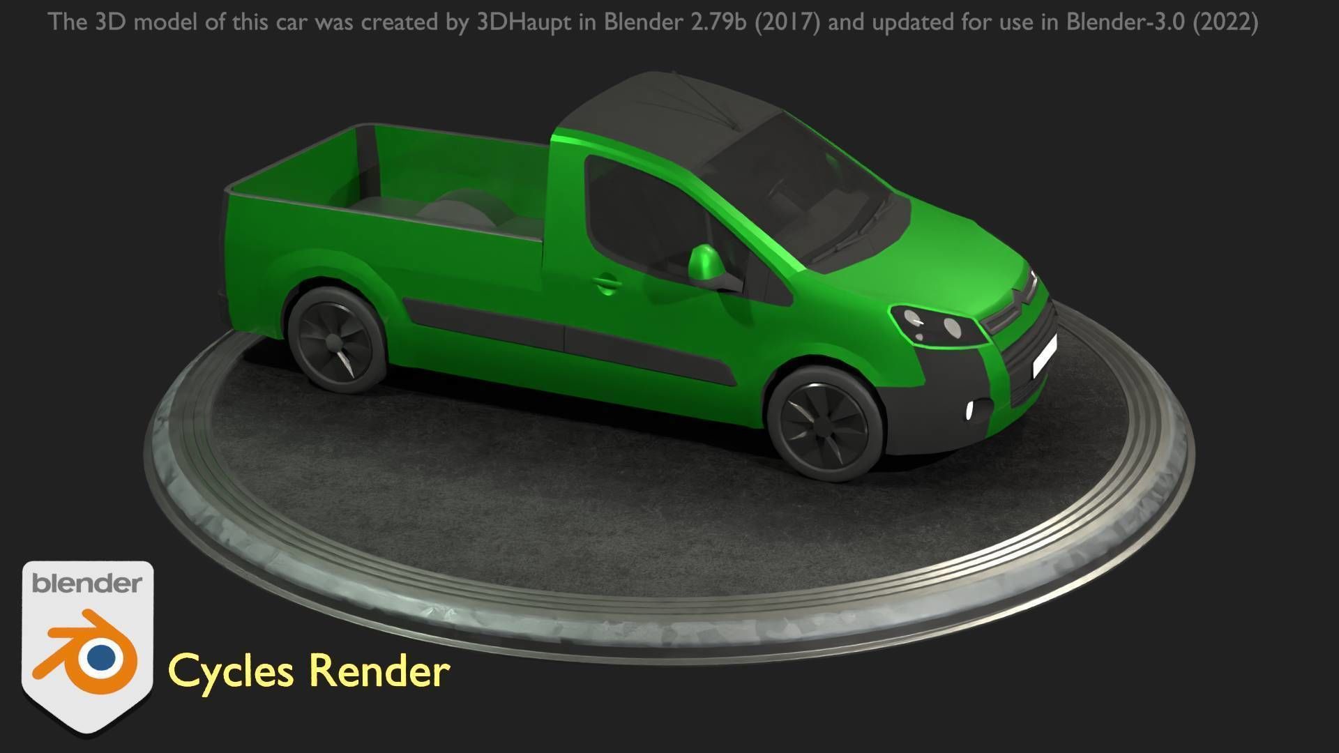 City Car 52 Utility Vehicles Van Pickup 1500 Type-D Green Low-poly 3D model_25