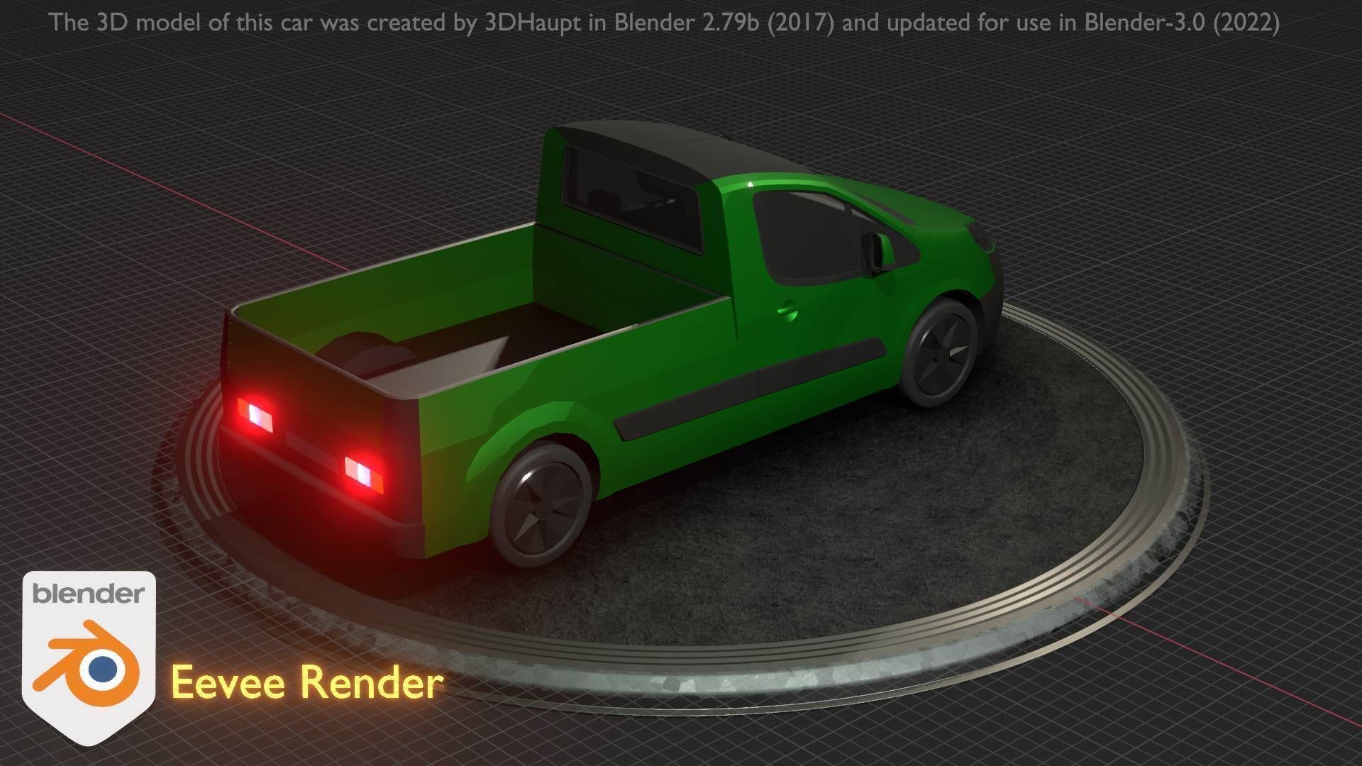 City Car 52 Utility Vehicles Van Pickup 1500 Type-D Green Low-poly 3D model_101