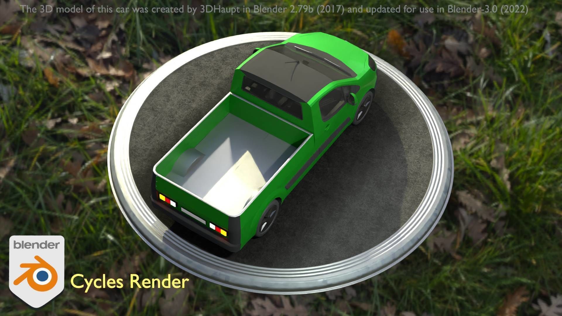 City Car 52 Utility Vehicles Van Pickup 1500 Type-D Green Low-poly 3D model_17