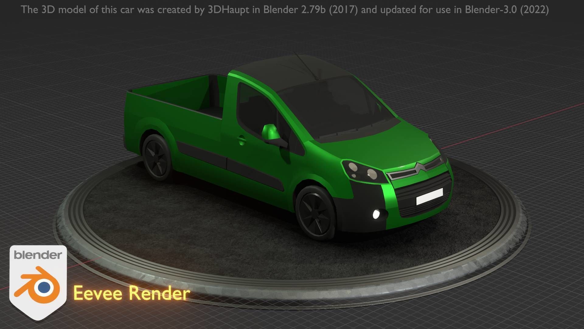 City Car 52 Utility Vehicles Van Pickup 1500 Type-D Green Low-poly 3D model_29