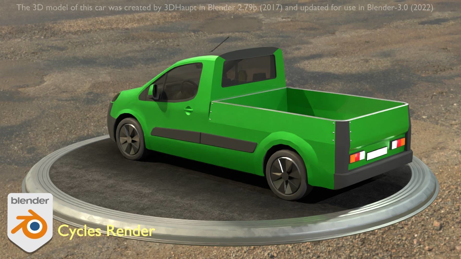 City Car 52 Utility Vehicles Van Pickup 1500 Type-D Green Low-poly 3D model_70