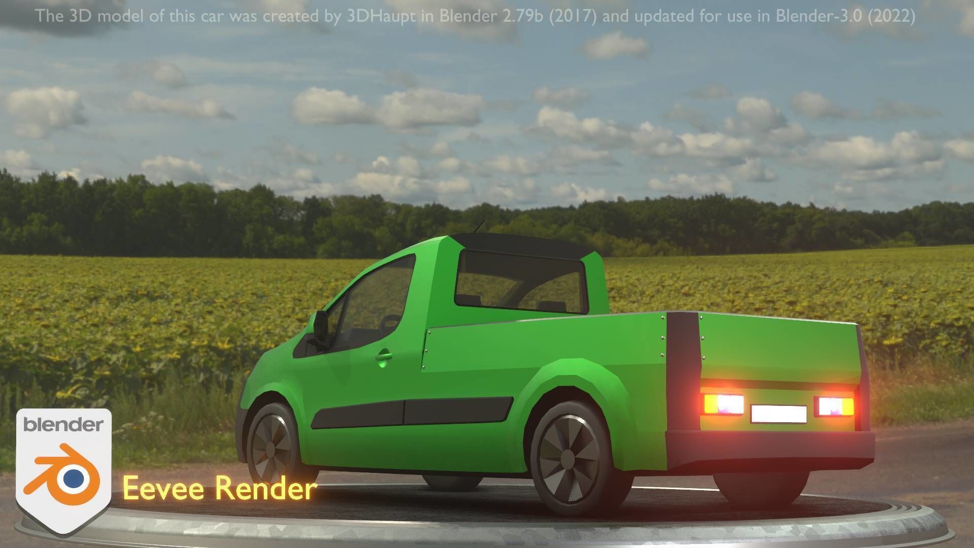 City Car 52 Utility Vehicles Van Pickup 1500 Type-D Green Low-poly 3D model_97