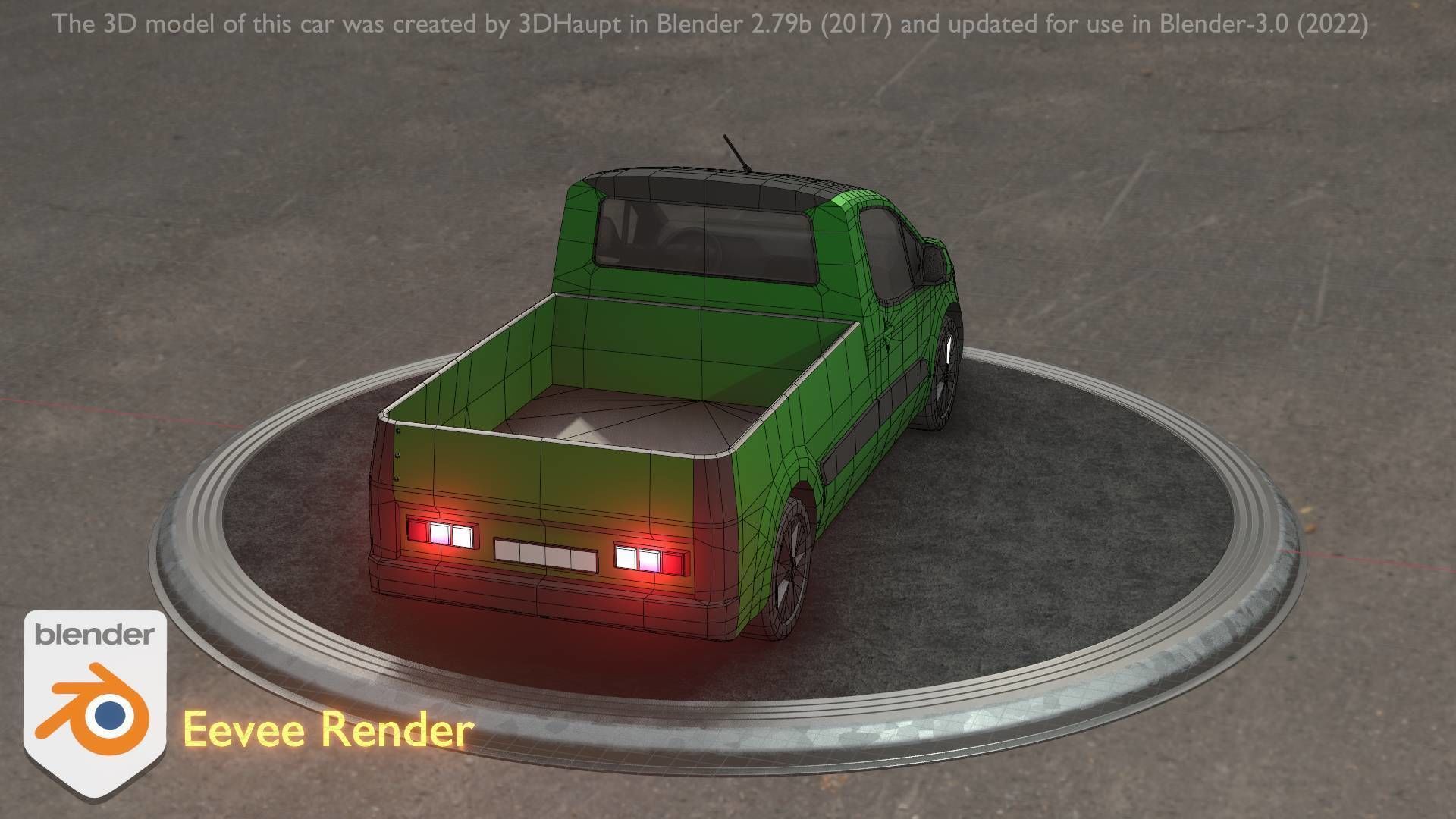 City Car 52 Utility Vehicles Van Pickup 1500 Type-D Green Low-poly 3D model_71