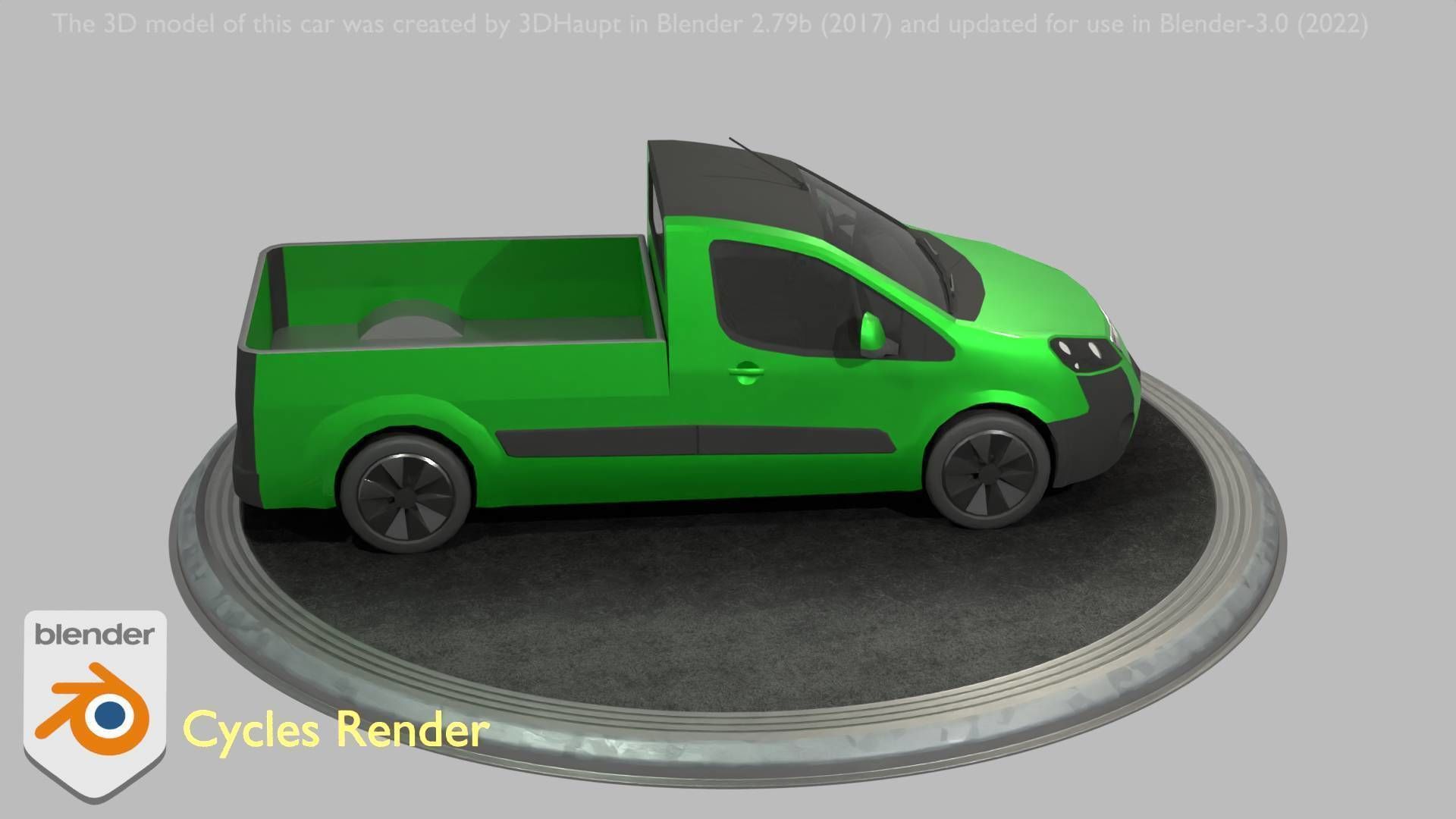 City Car 52 Utility Vehicles Van Pickup 1500 Type-D Green Low-poly 3D model_72