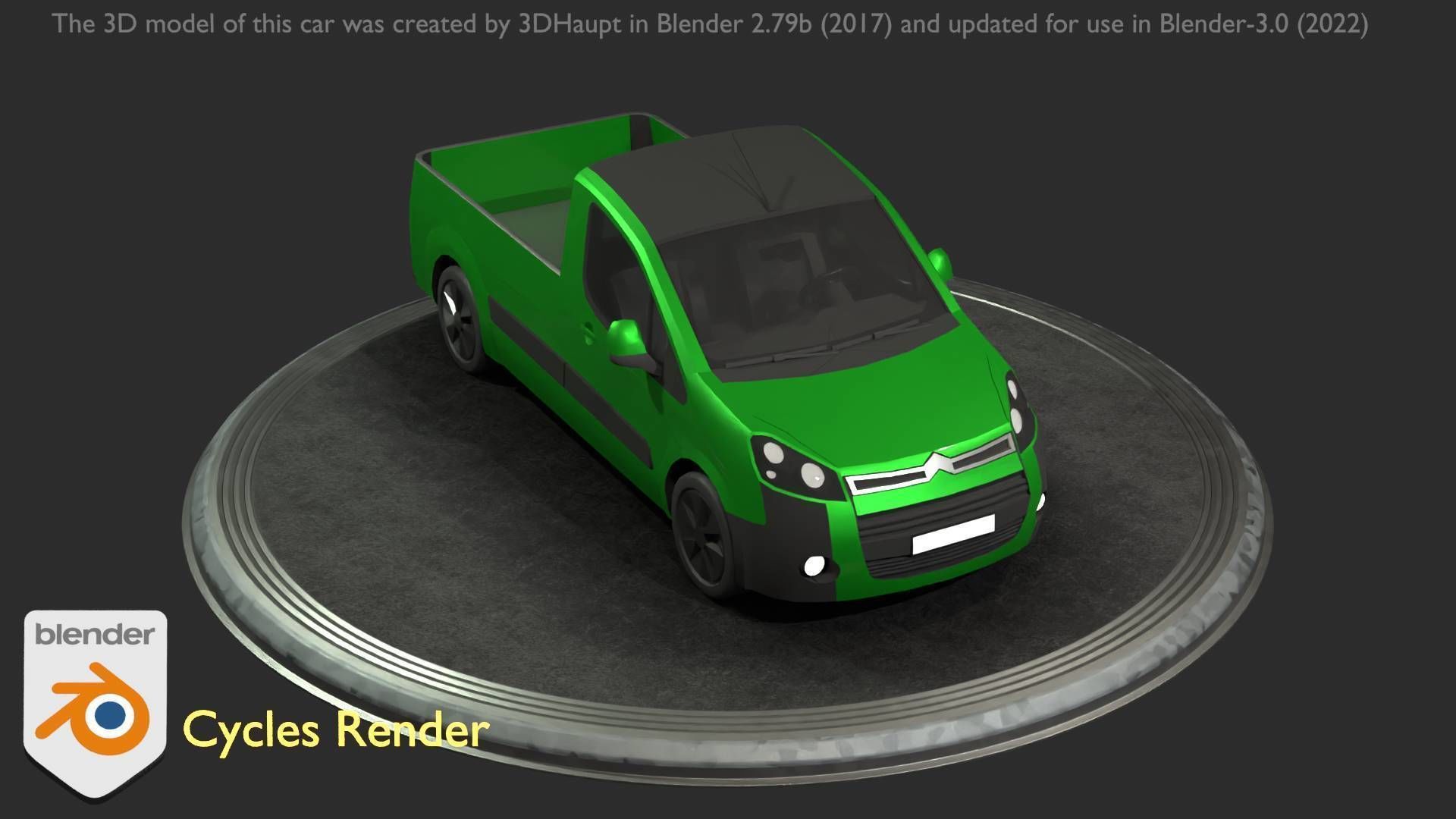 City Car 52 Utility Vehicles Van Pickup 1500 Type-D Green Low-poly 3D model_38