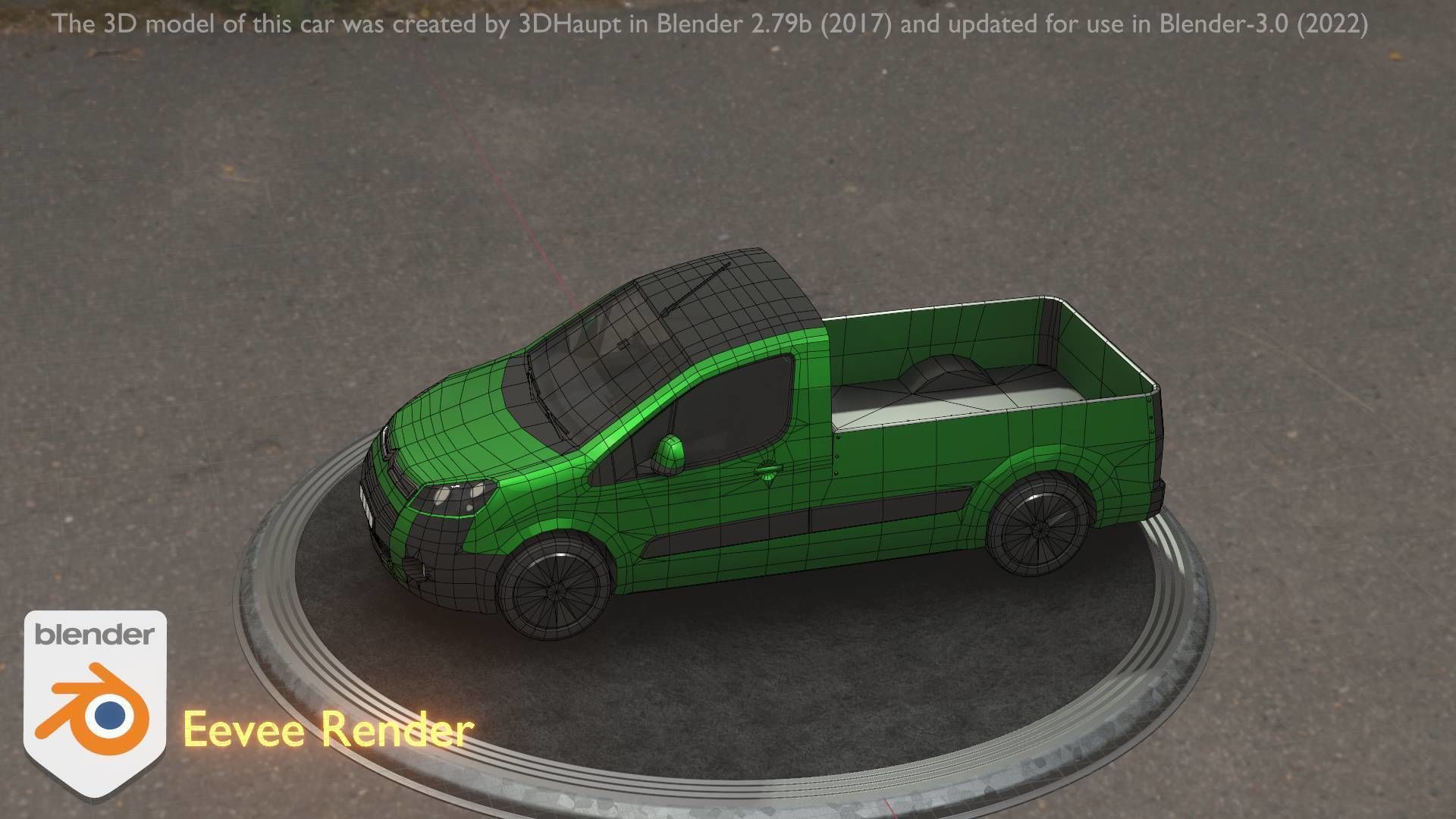 City Car 52 Utility Vehicles Van Pickup 1500 Type-D Green Low-poly 3D model_50