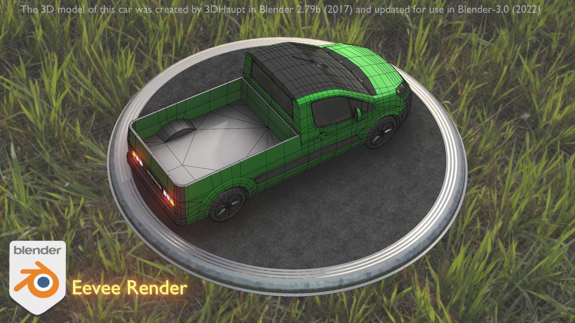 City Car 52 Utility Vehicles Van Pickup 1500 Type-D Green Low-poly 3D model_88
