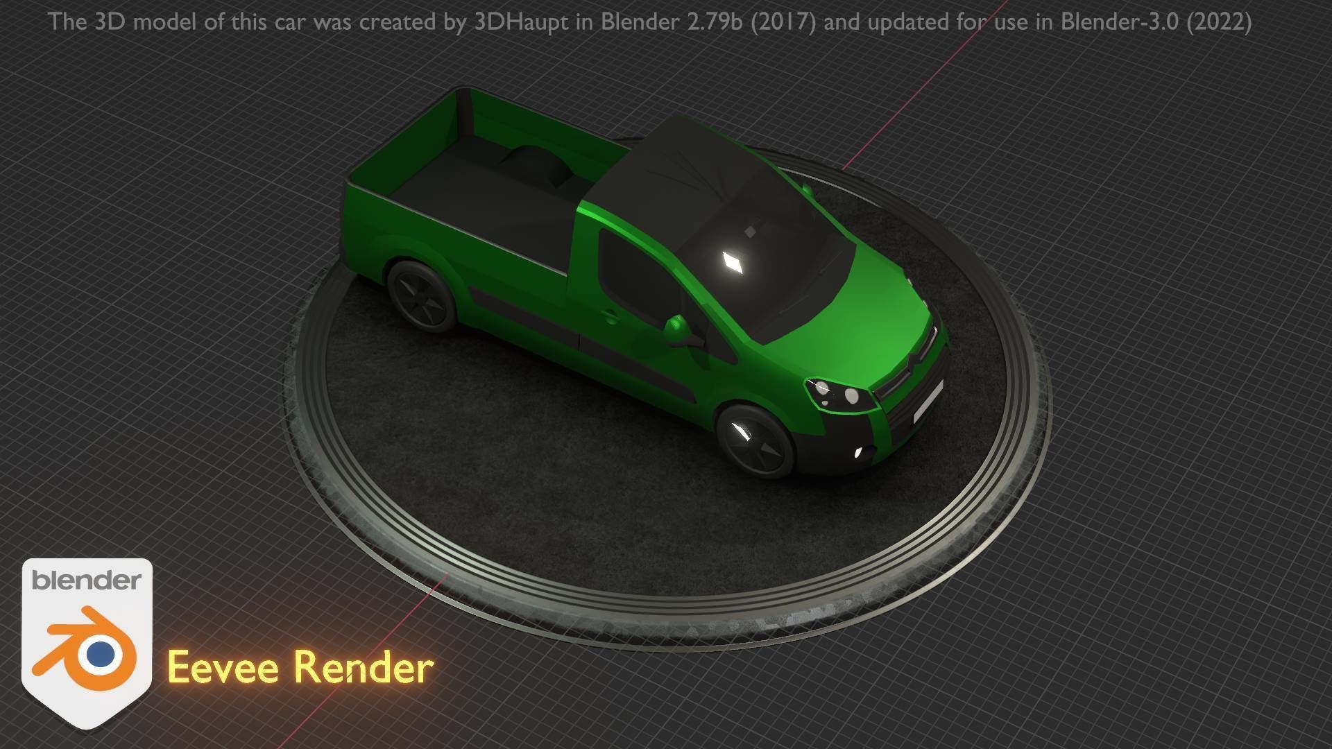 City Car 52 Utility Vehicles Van Pickup 1500 Type-D Green Low-poly 3D model_56