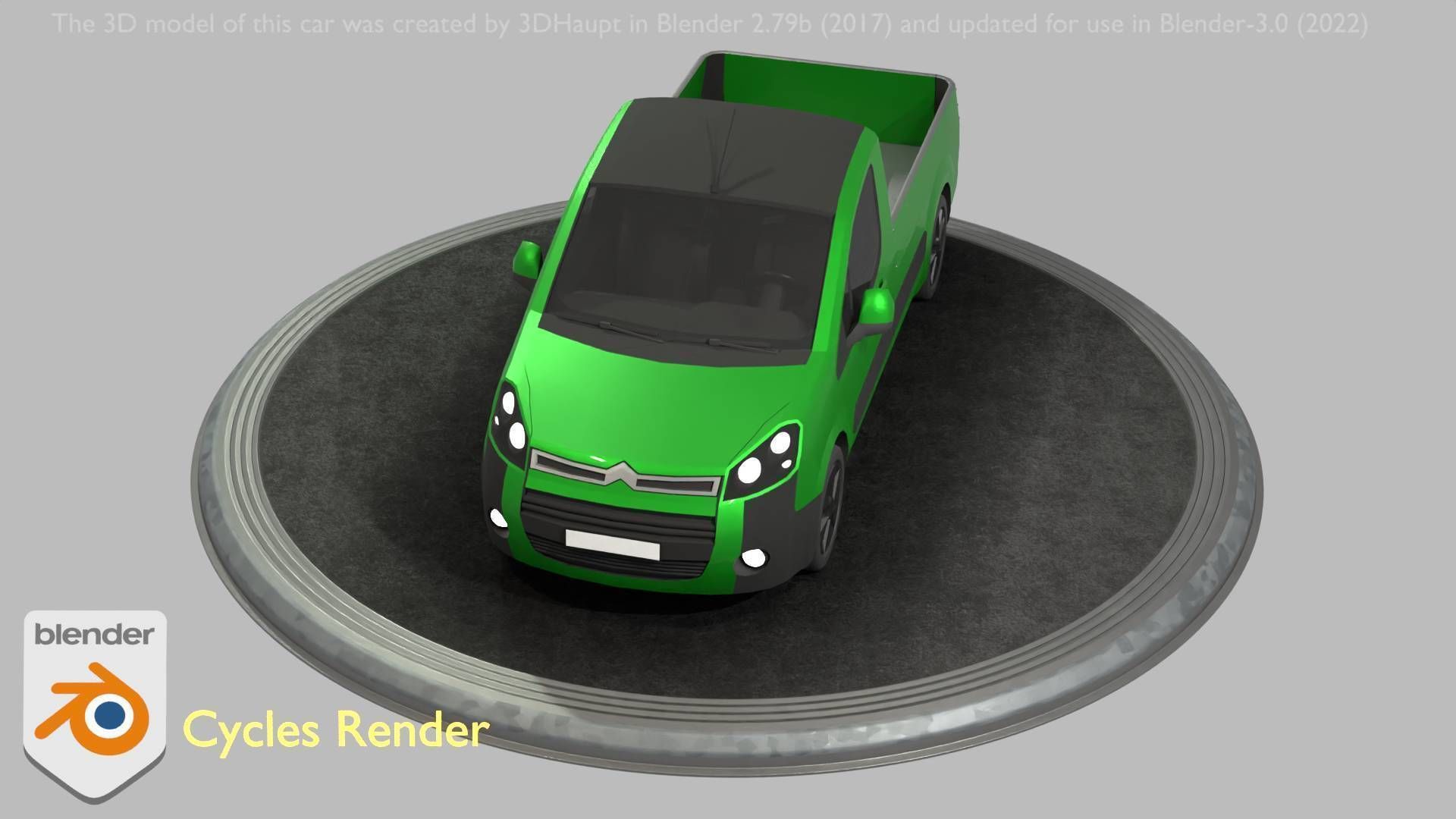 City Car 52 Utility Vehicles Van Pickup 1500 Type-D Green Low-poly 3D model_6