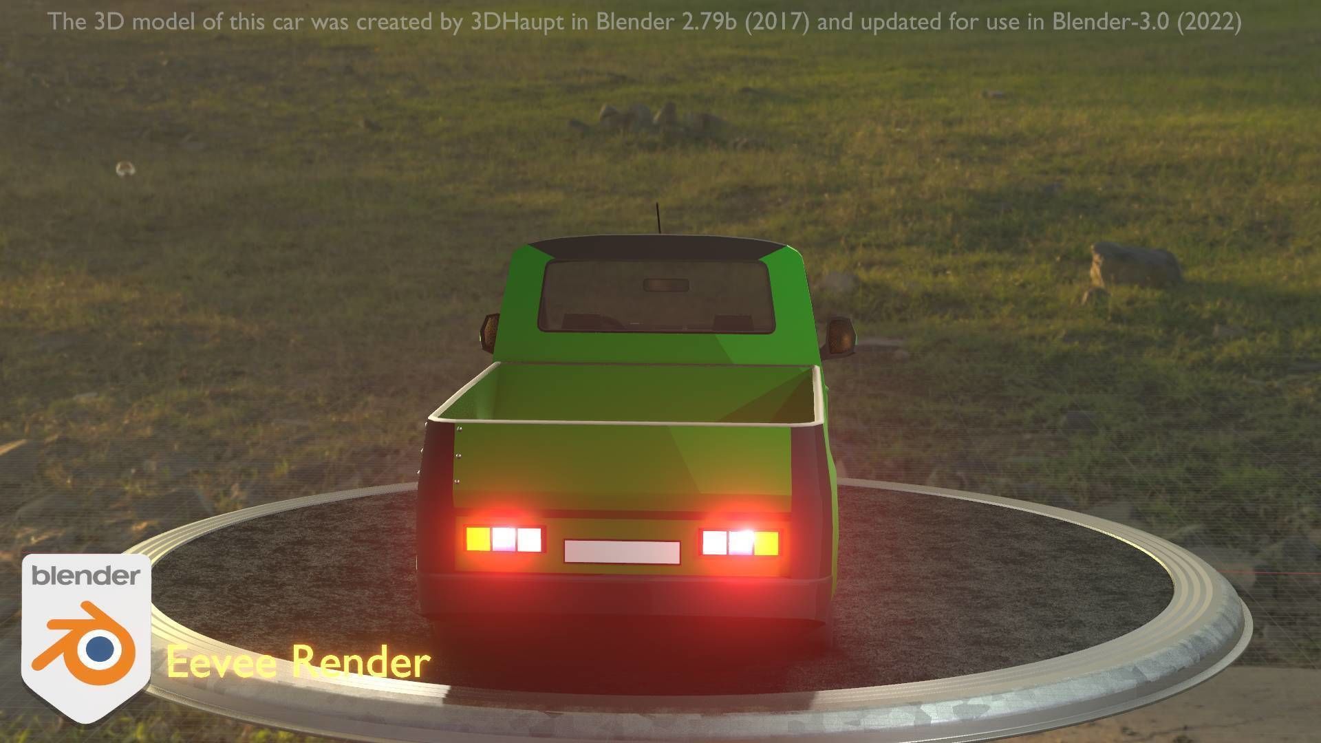 City Car 52 Utility Vehicles Van Pickup 1500 Type-D Green Low-poly 3D model_5