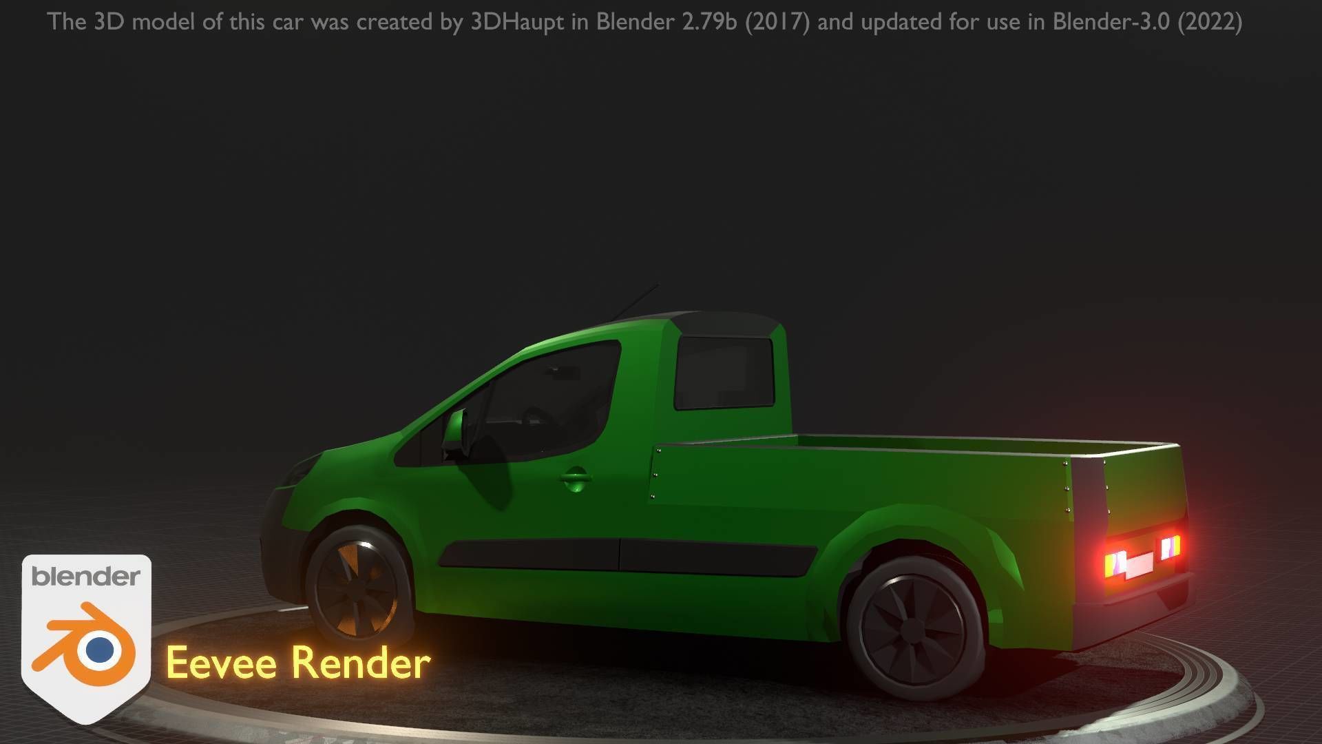 City Car 52 Utility Vehicles Van Pickup 1500 Type-D Green Low-poly 3D model_60