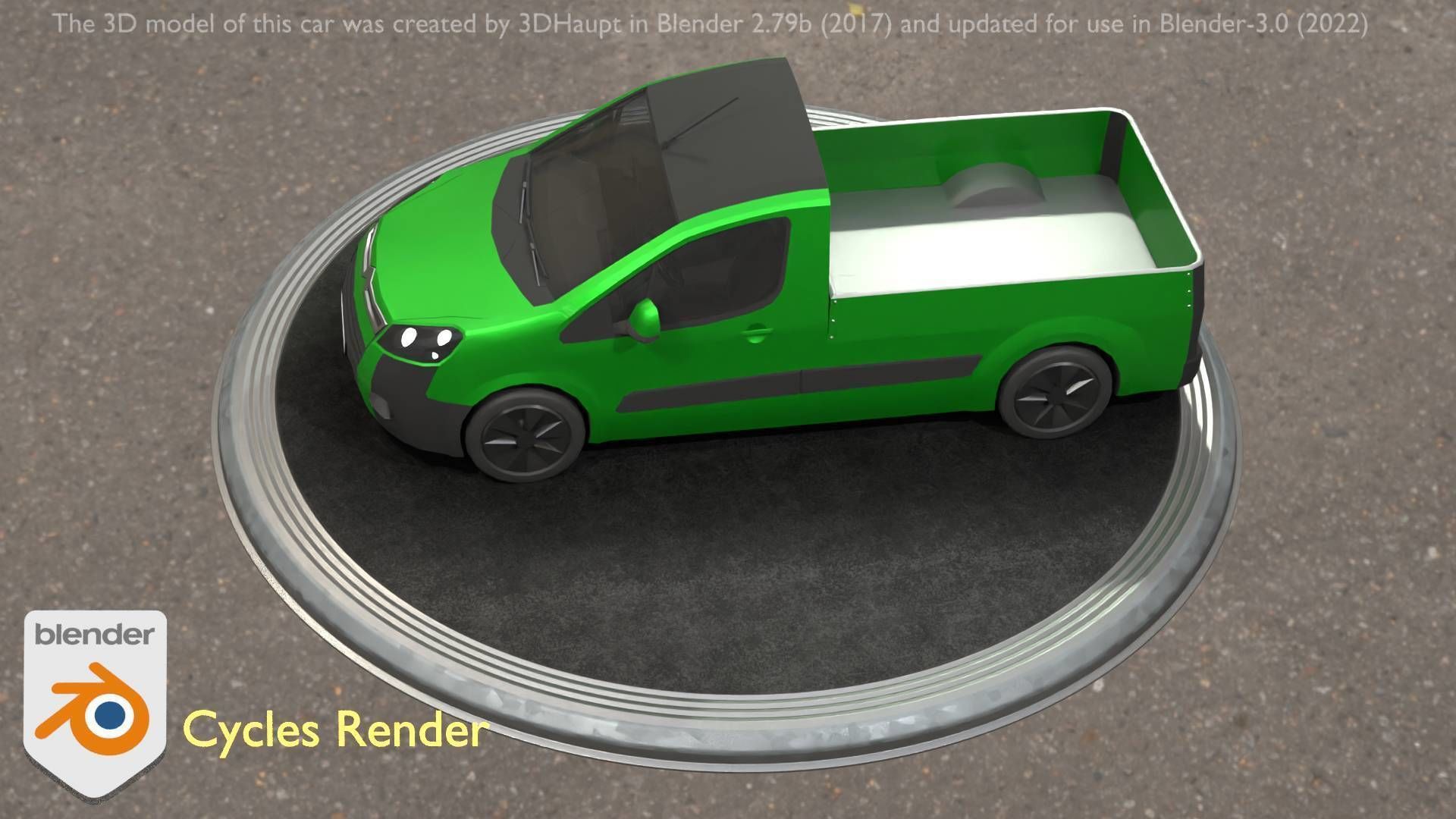 City Car 52 Utility Vehicles Van Pickup 1500 Type-D Green Low-poly 3D model_78