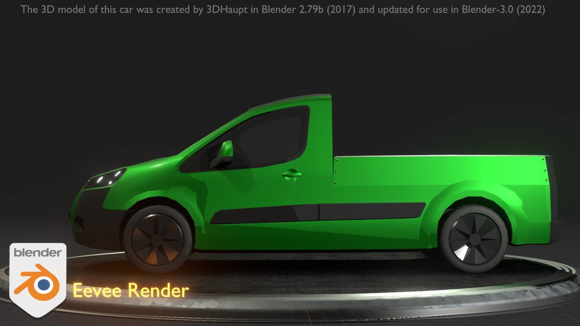 City Car 52 Utility Vehicles Van Pickup 1500 Type-D Green Low-poly 3D model_35