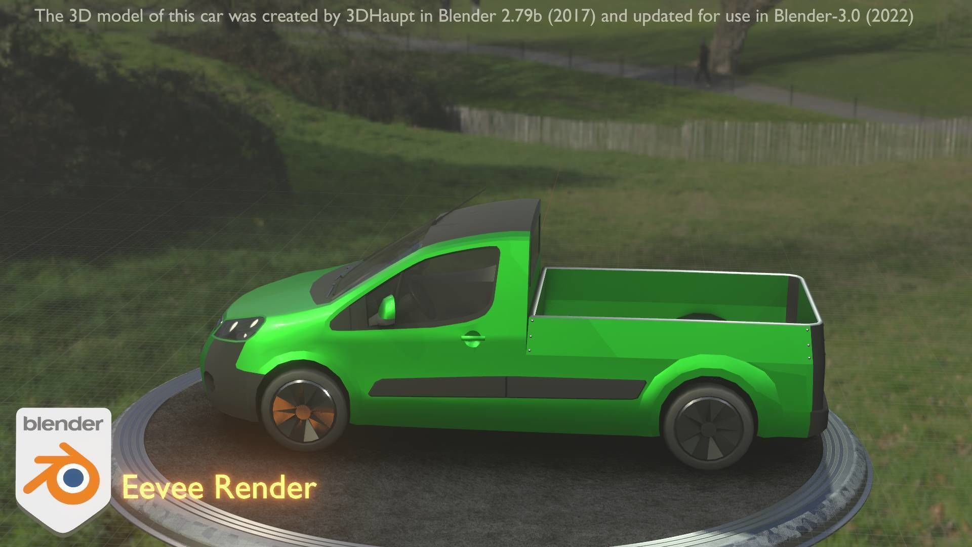 City Car 52 Utility Vehicles Van Pickup 1500 Type-D Green Low-poly 3D model_100