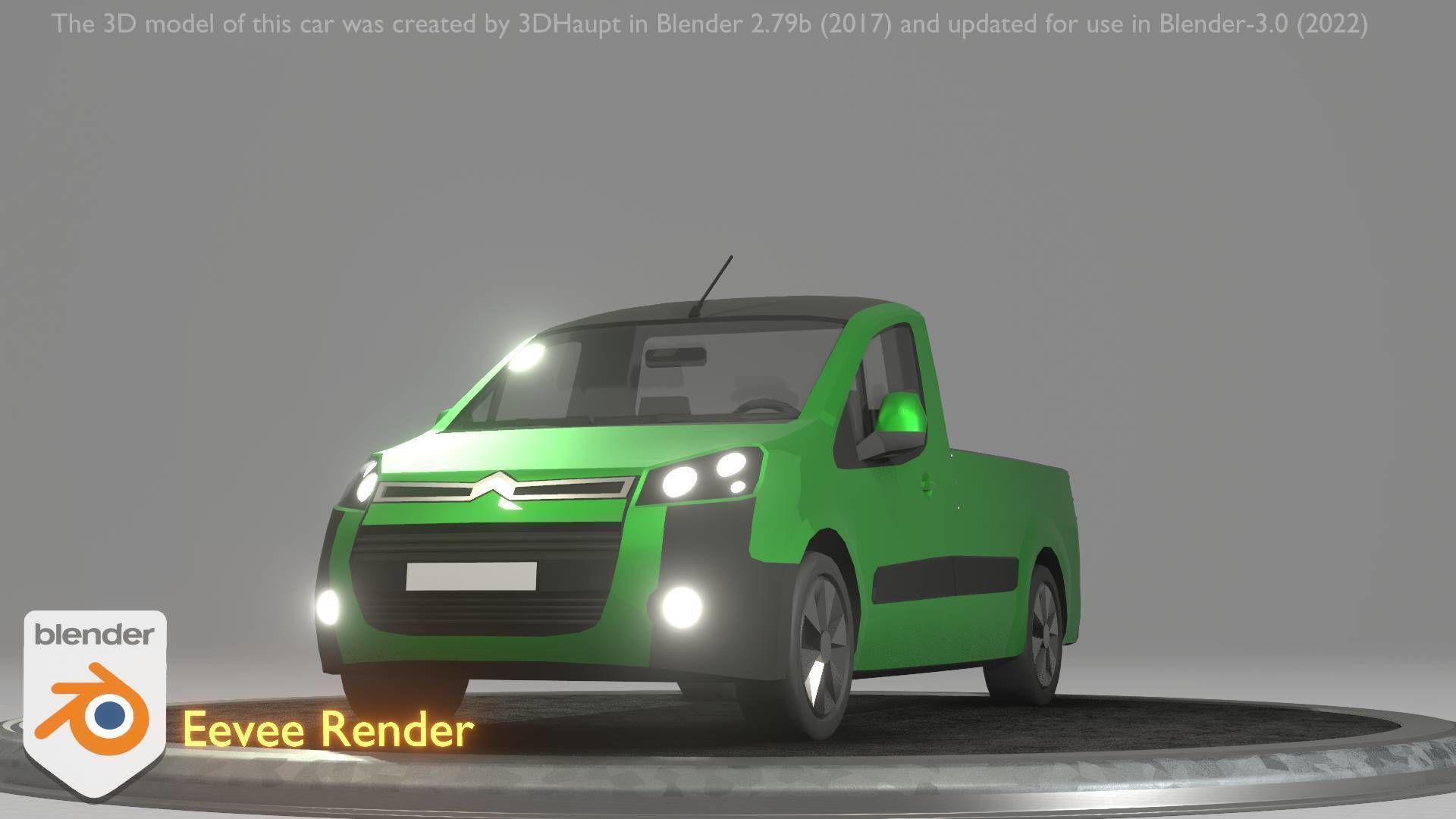 City Car 52 Utility Vehicles Van Pickup 1500 Type-D Green Low-poly 3D model_61