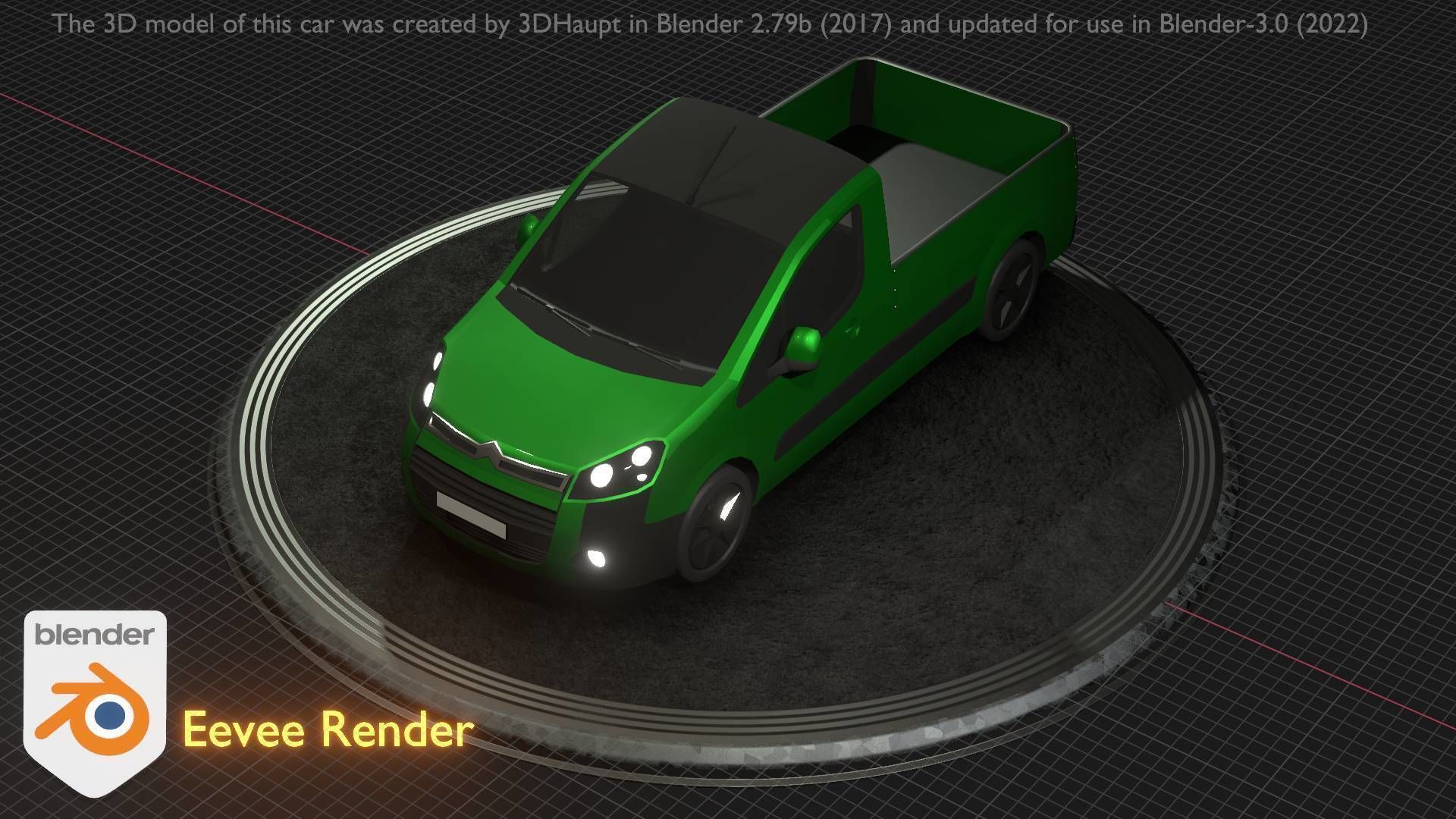 City Car 52 Utility Vehicles Van Pickup 1500 Type-D Green Low-poly 3D model_7