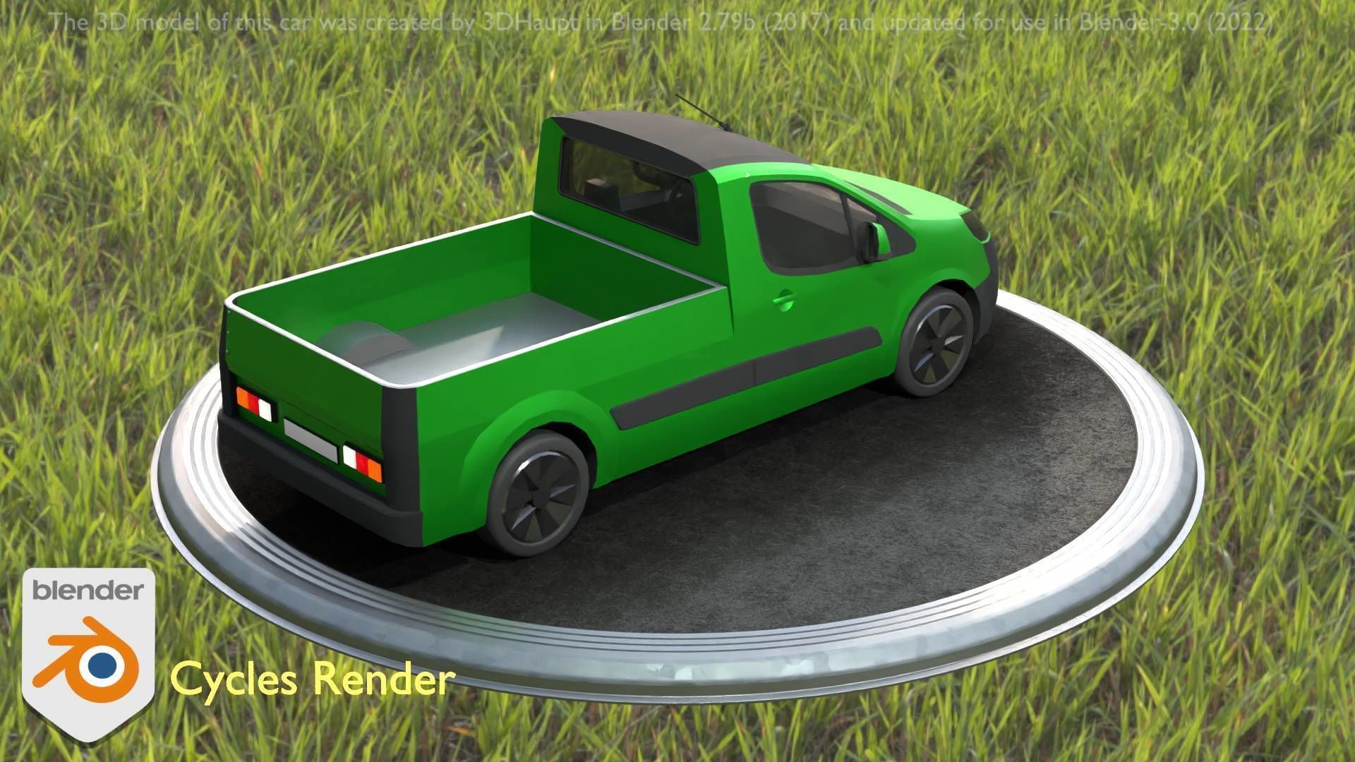 City Car 52 Utility Vehicles Van Pickup 1500 Type-D Green Low-poly 3D model_69