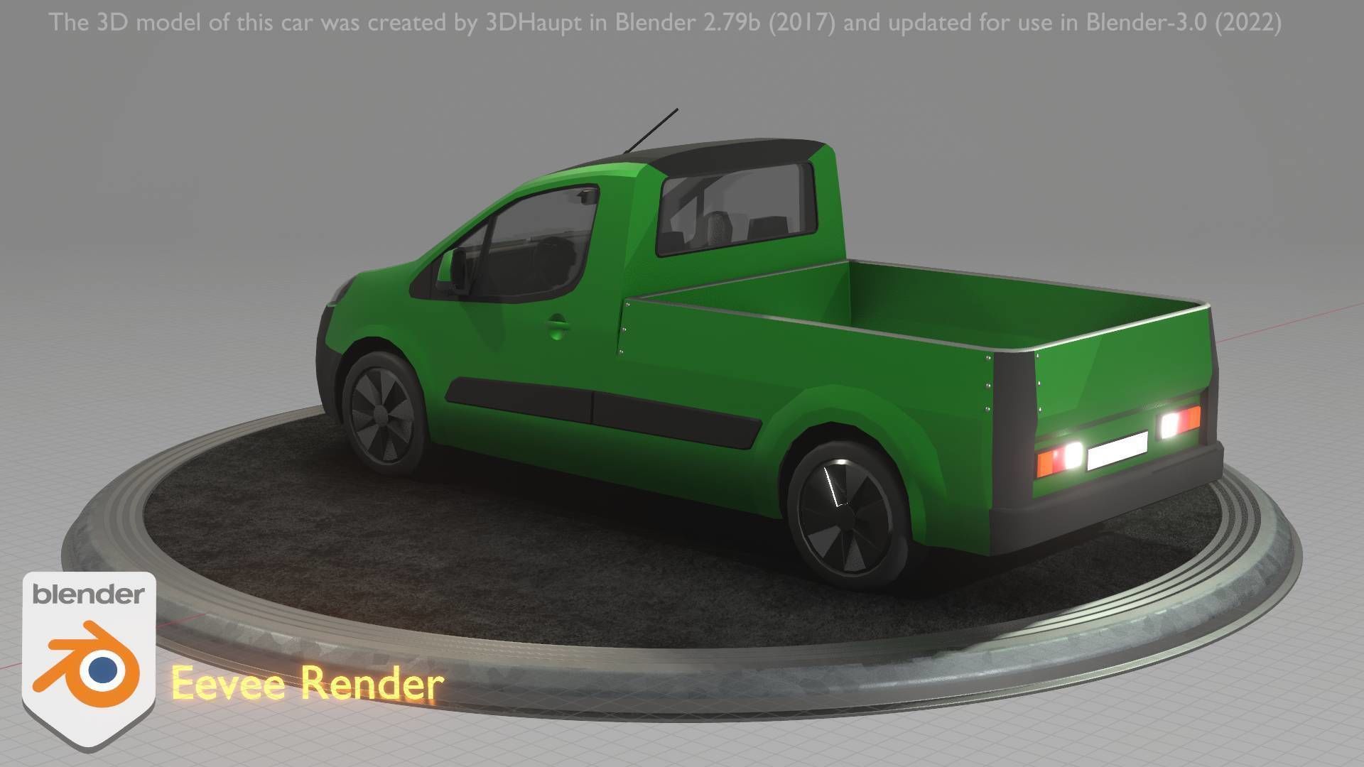 City Car 52 Utility Vehicles Van Pickup 1500 Type-D Green Low-poly 3D model_31