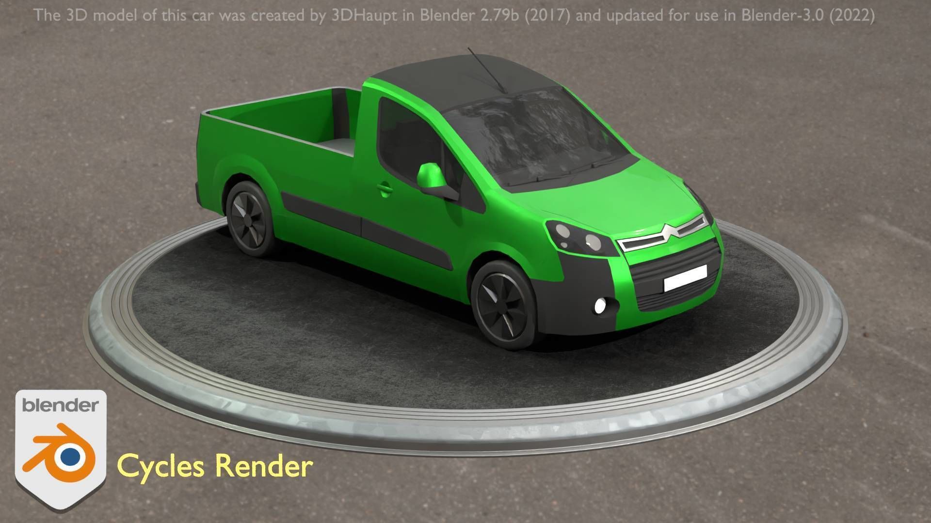 City Car 52 Utility Vehicles Van Pickup 1500 Type-D Green Low-poly 3D model_64