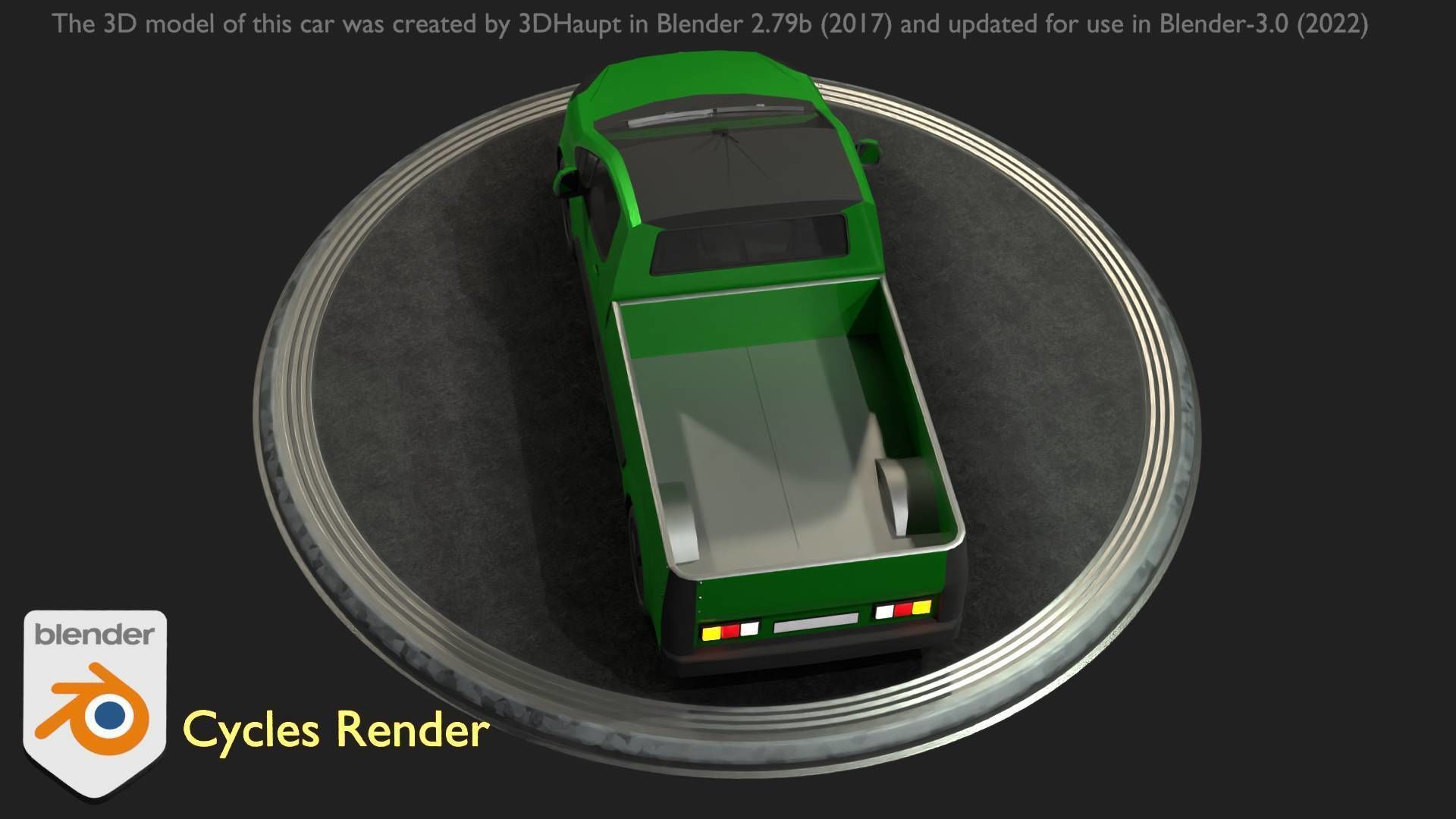 City Car 52 Utility Vehicles Van Pickup 1500 Type-D Green Low-poly 3D model_83