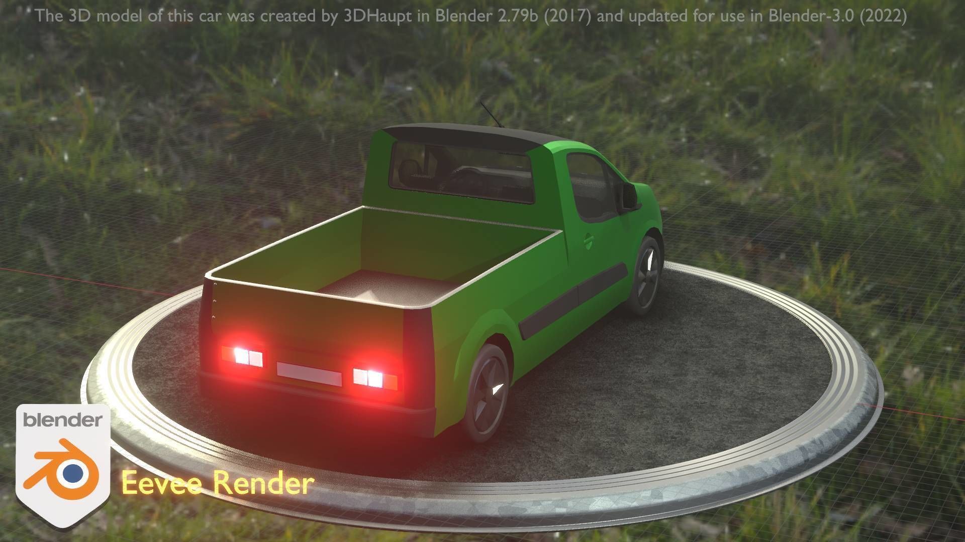 City Car 52 Utility Vehicles Van Pickup 1500 Type-D Green Low-poly 3D model_4