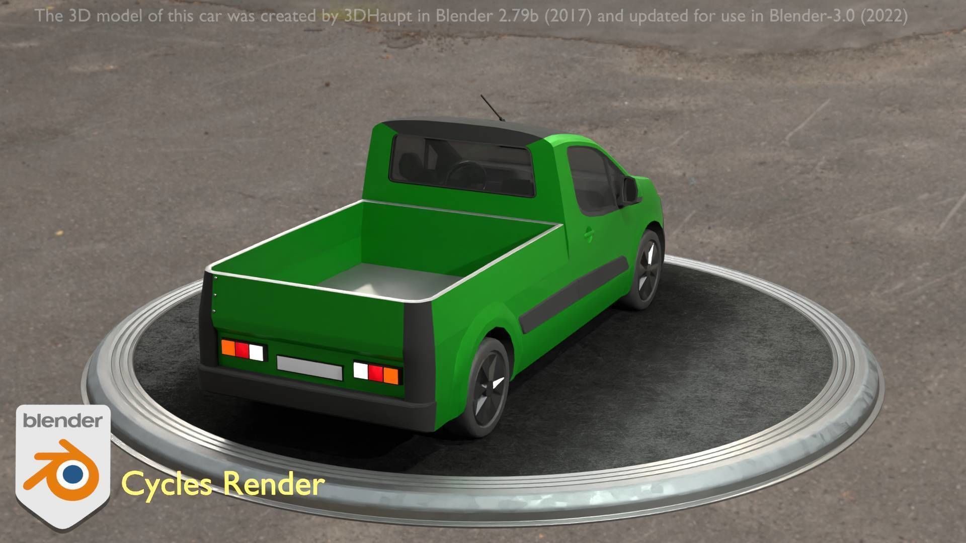 City Car 52 Utility Vehicles Van Pickup 1500 Type-D Green Low-poly 3D model_99