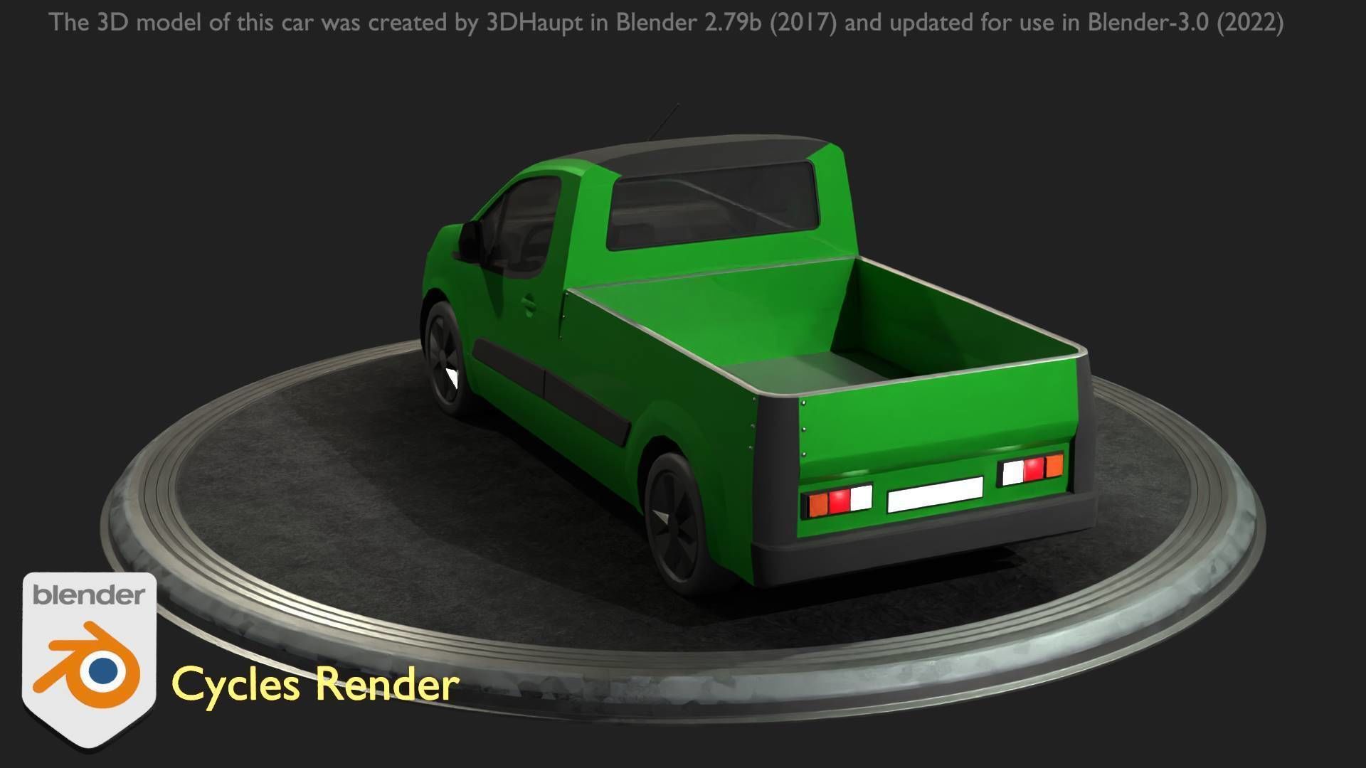 City Car 52 Utility Vehicles Van Pickup 1500 Type-D Green Low-poly 3D model_33